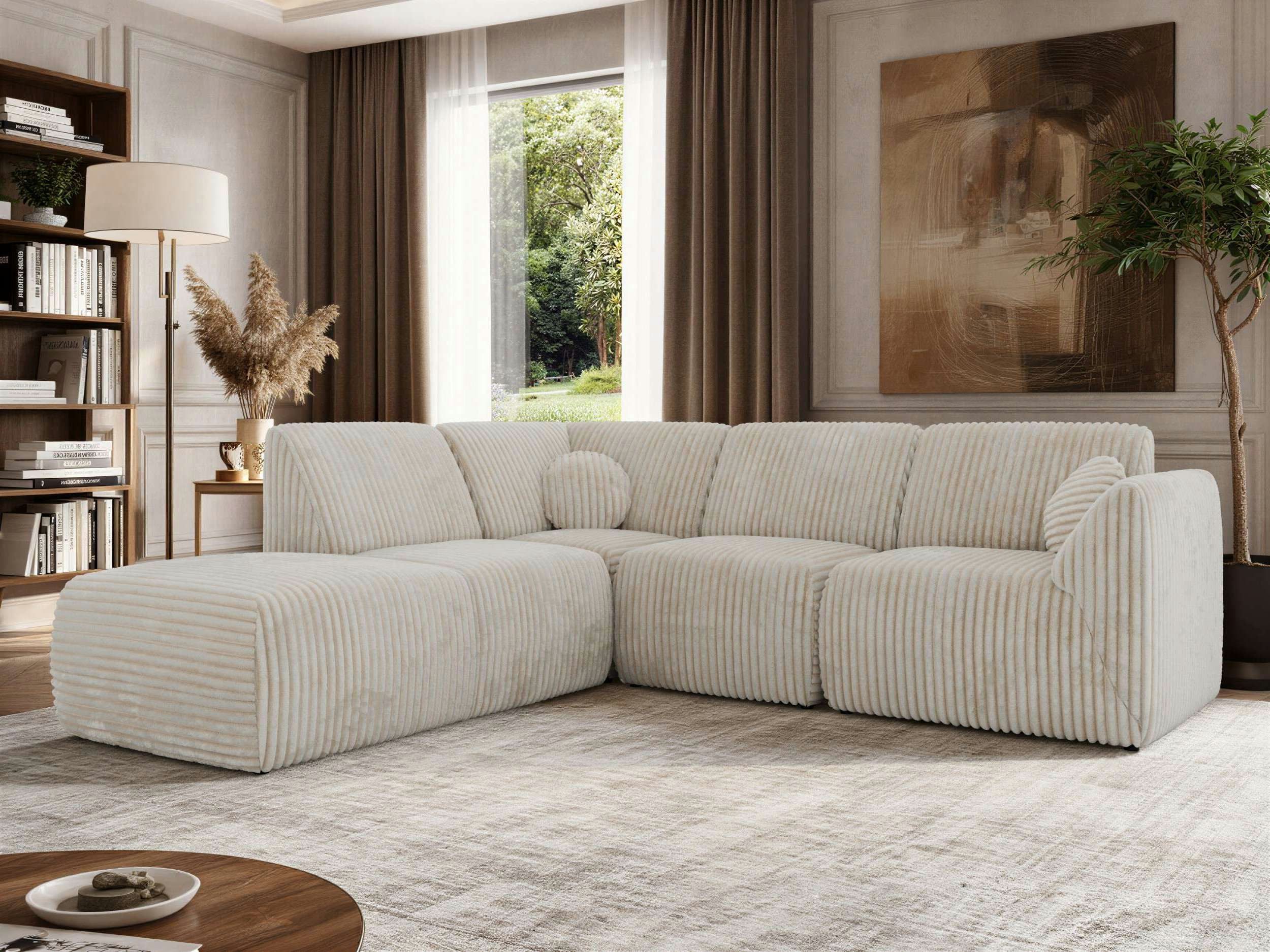 MKS MÖBEL Ecksofa NOARA 5M, XXL-Modulsof, in L-Form, freistehend, mit Wellenfederung und HR35-Komfortschaum