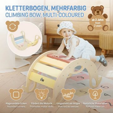 Joyz Klettergerüst Kletterleiter Spielzeug aus holz für Babies und Kleinkinder ab 1 Jahr, Montessori Kletterbogen für Kinder Bunt 74x41x38,5 cm