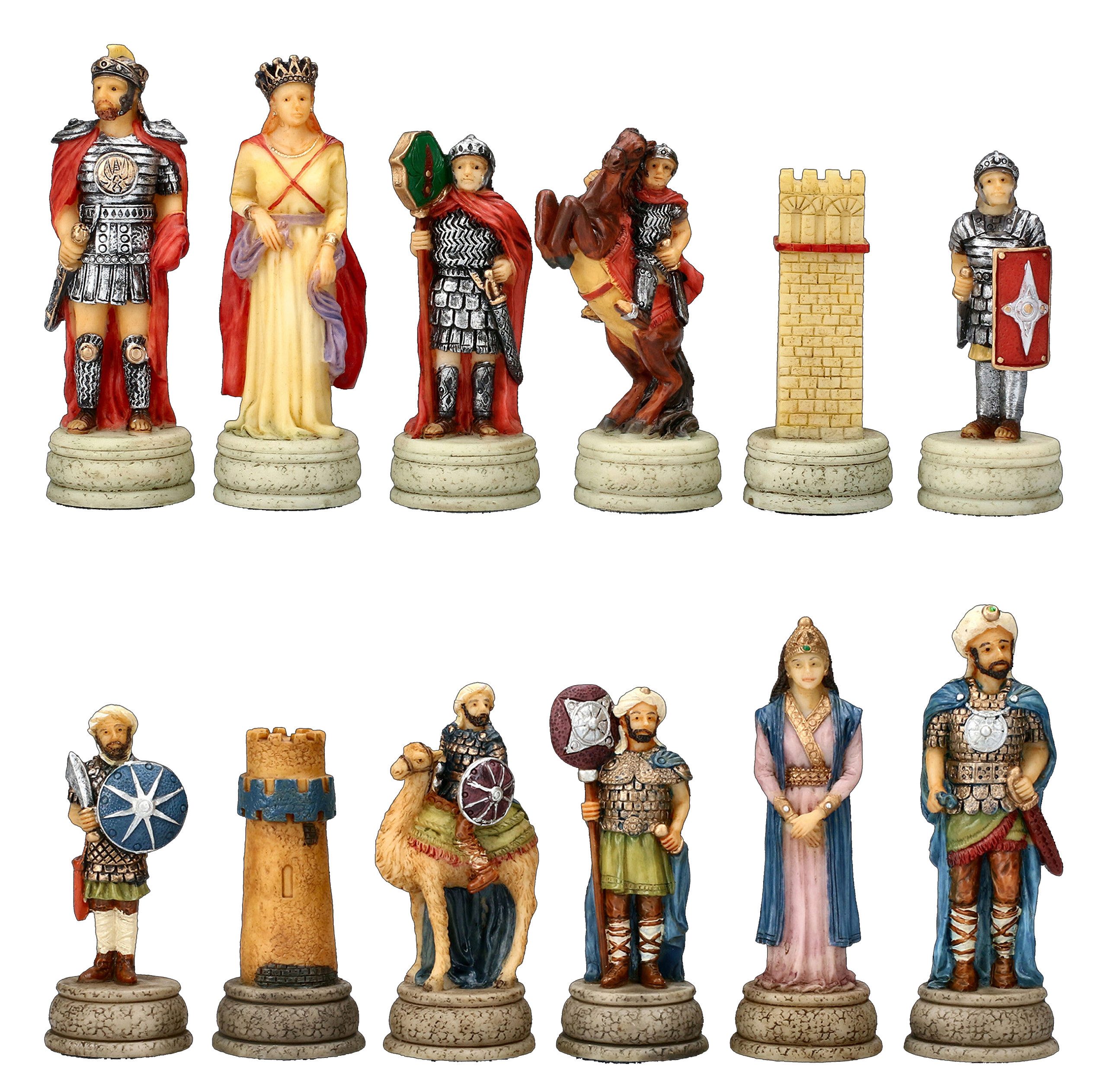 Figuren Shop GmbH Spiel Schachfiguren Set - Römer vs. Araber - Schach Figuren Strategiespiel