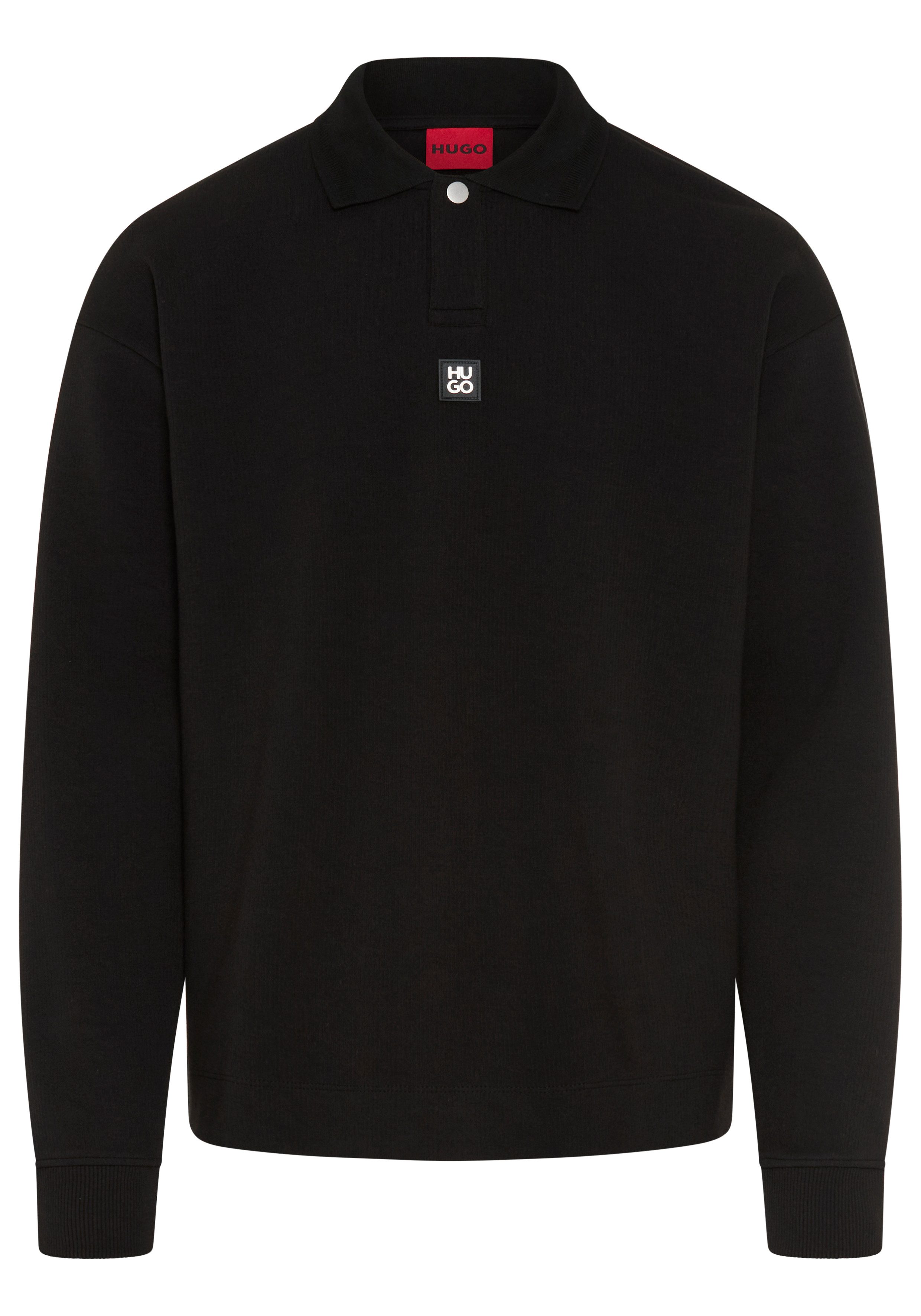 HUGO Sweatshirt Dabins Polokragen mit Druckknopf, Oversize Fit