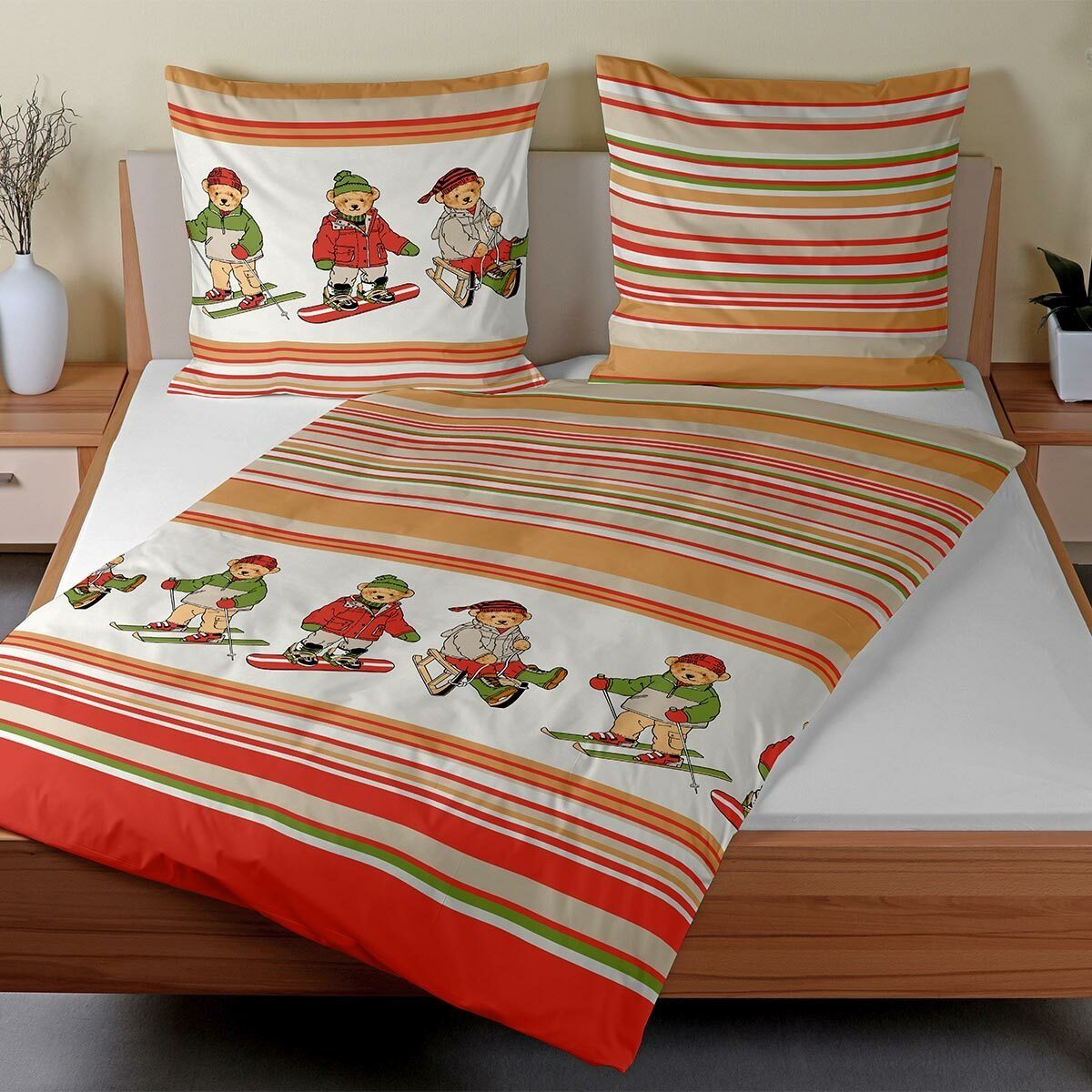TRAUMSCHLAF Bettwäsche Chico Bär auf Ski, Biber, 2 teilig, warme Biber Qual günstig online kaufen
