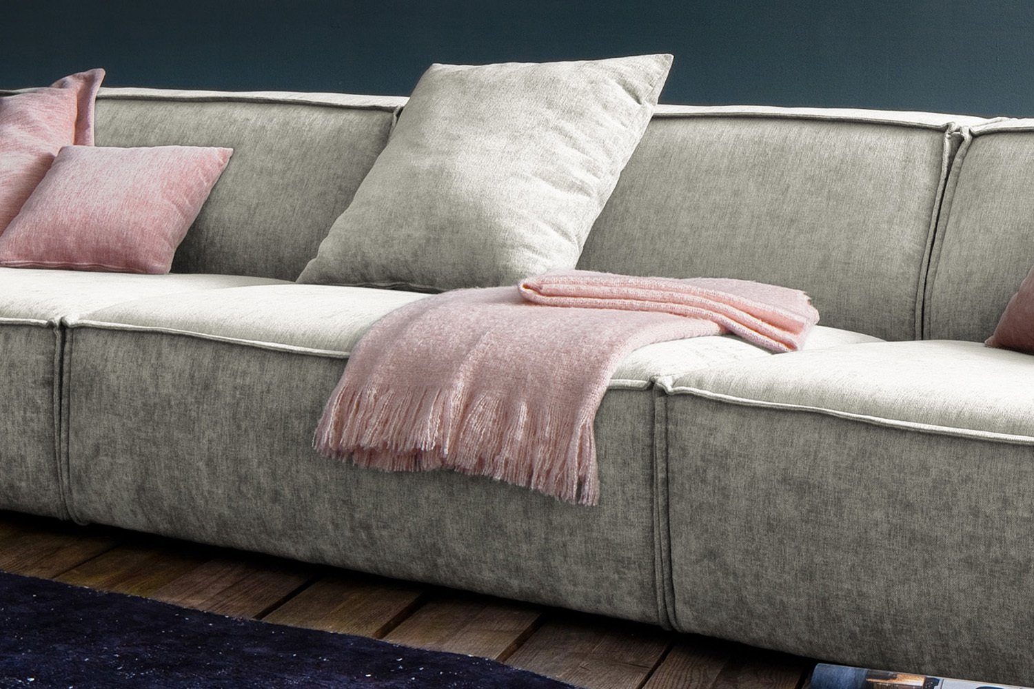Riesensofa KAWOLA beige Sofa verschiedene Farben SAMU, Stoff