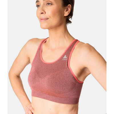 Sport BH Odlo Sports Bra Seamless Soft Fiery Coral Grau Melange Damen