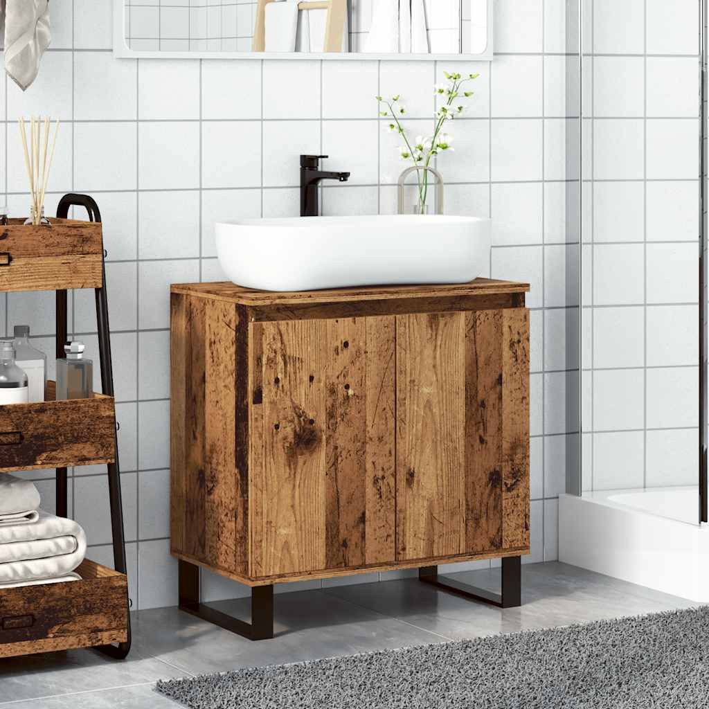 vidaXL Badezimmer-Set Badschrank Altholz-Optik 58x33x60 cm günstig online kaufen