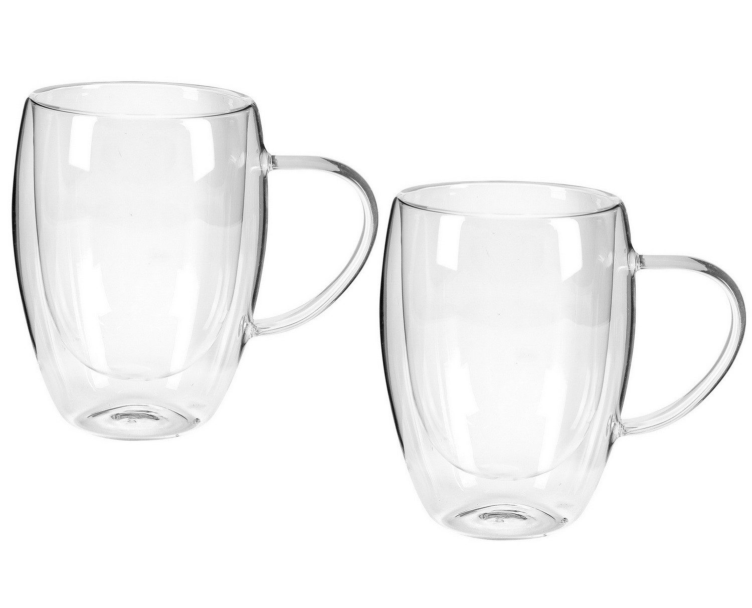 axentia Teeglas 2er Set Teegläser mit Hengel Henkelglas Trinkglas Trinkgläser, Borosilikatglas, doppelwandig isoliert, mit optischem Schwebe-Effekt