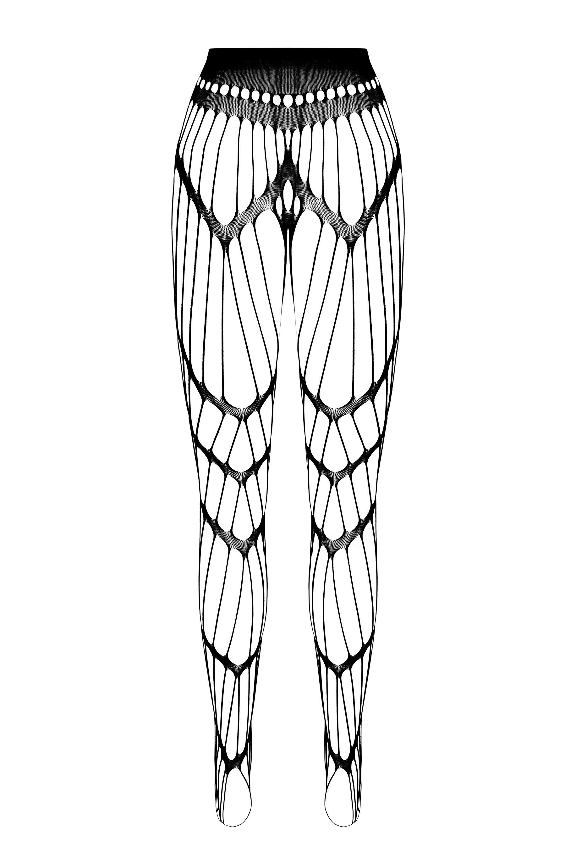 Passion Strapsstrümpfe Strapsstrümpfe schwarz Ouvert-Strumpfhose Netz elastisch (1-Paar)