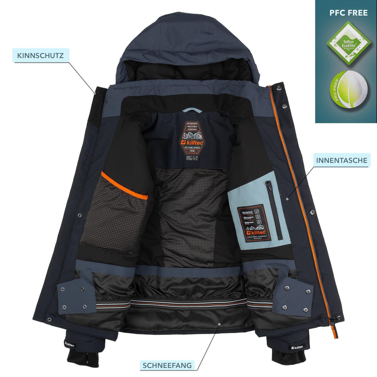 Killtec Skianzug für Jungen Alpin Skijacke + Skihose, wasserdicht - winddicht - atmungsaktiv - mit Schneefang