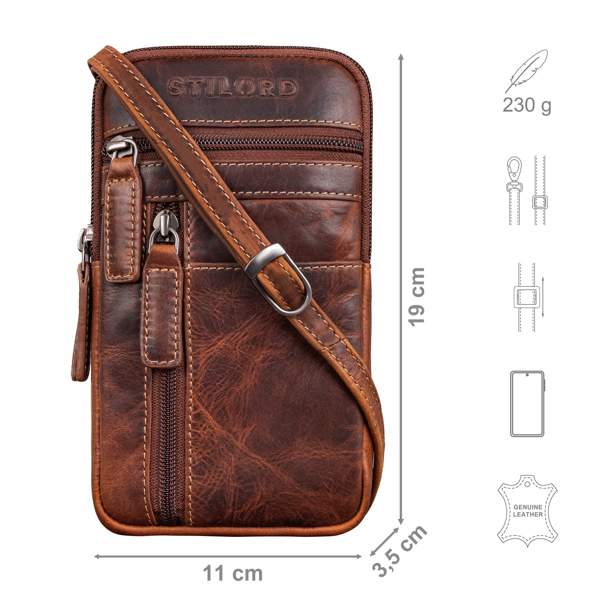 STILORD Handtasche "Asher" Leder Brustbeutel Herren Vintage Gürteltasche zum Umhängen