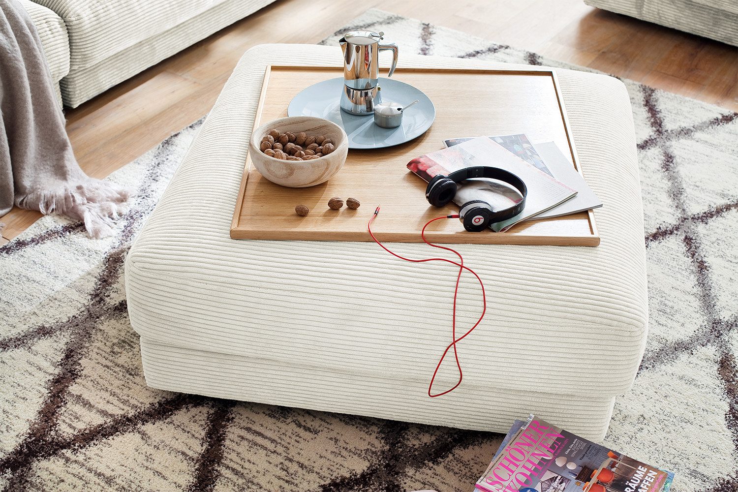 KAWOLA Hocker MADELINE, Big Hocker Polsterhocker Cord verschiedene Farben