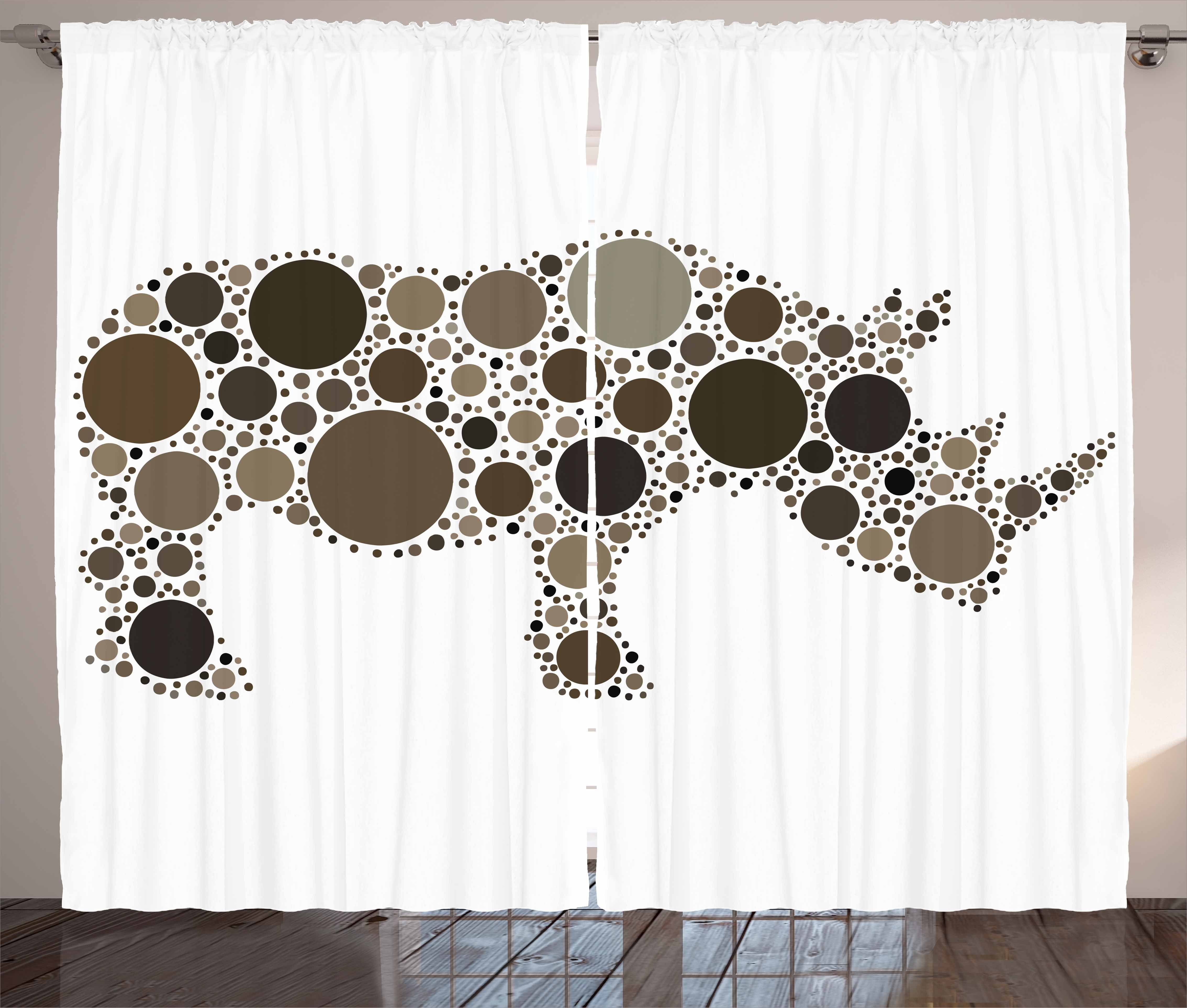 Dots Abakuhaus, Silhouette Tierwelt Kräuselband Vorhang mit Haken, Tier Gardine und Schlafzimmer Schlaufen