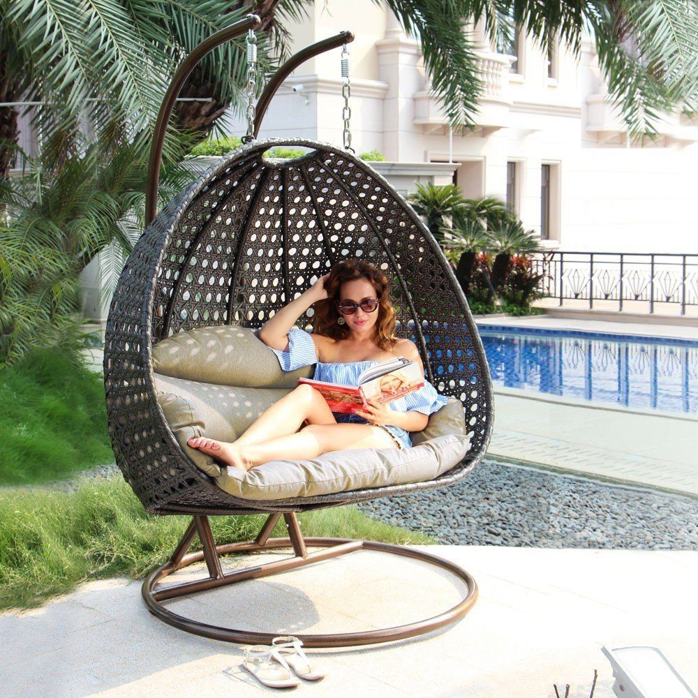 HOME DELUXE Hängesessel »Polyrattan Hängesessel TWIN« (Set, 4tlg., Arm