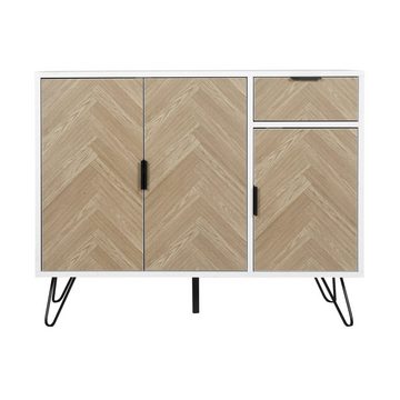 EXTSUD Sideboard Kleine Schränkchen, Sideboard, Schränkchen, strukturierte Kommode, Strukturierte Kommode 90 x 72 x 30 cm, weiß und Holz