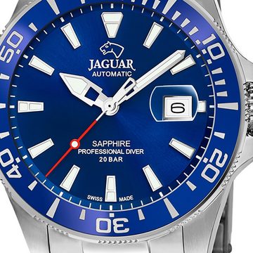 JAGUAR Quarzuhr Jaguar Herren Armbanduhr Daily Classic, Herrenuhr rund, groß (ca. 43mm), Edelstahl, Edelstahlarmband, Sport-St