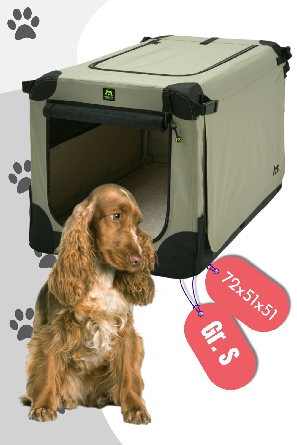 MAELSON Hunde-Transportbox Soft Kennel faltbare Hundebox / Tier Transportbox Beige