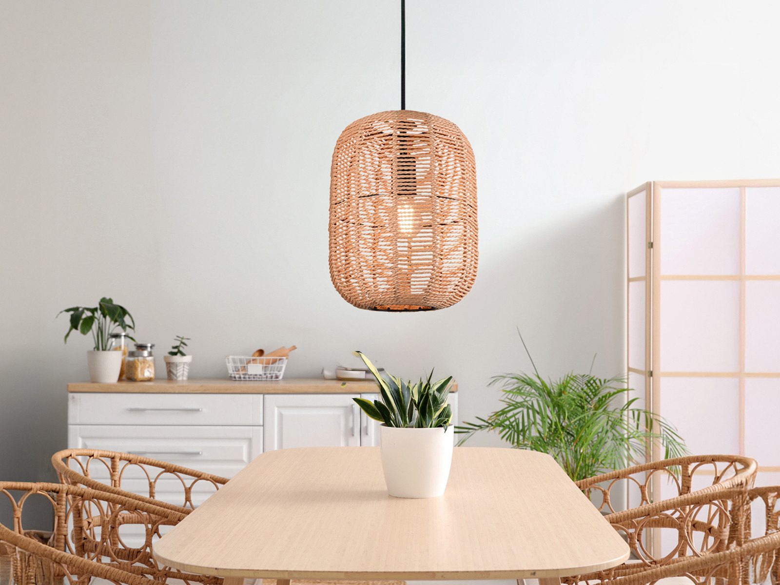 TRIO Leuchten LED Pendelleuchte, LED wechselbar, Warmweiß, Korblampe klein günstig online kaufen