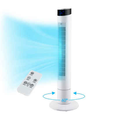 MVPower Turmventilator, 102 cm Turmventilator mit Fernbedienung und Ionenfunktion - Säulenventilator mit 60° Oszillation - Vertikaler Ventilator mit 3 Geschwindigkeitsstufen - Leiser Ventilator mit 3 Modi - 8-Stunden-Timer - LED-Anzeige - Weiß
