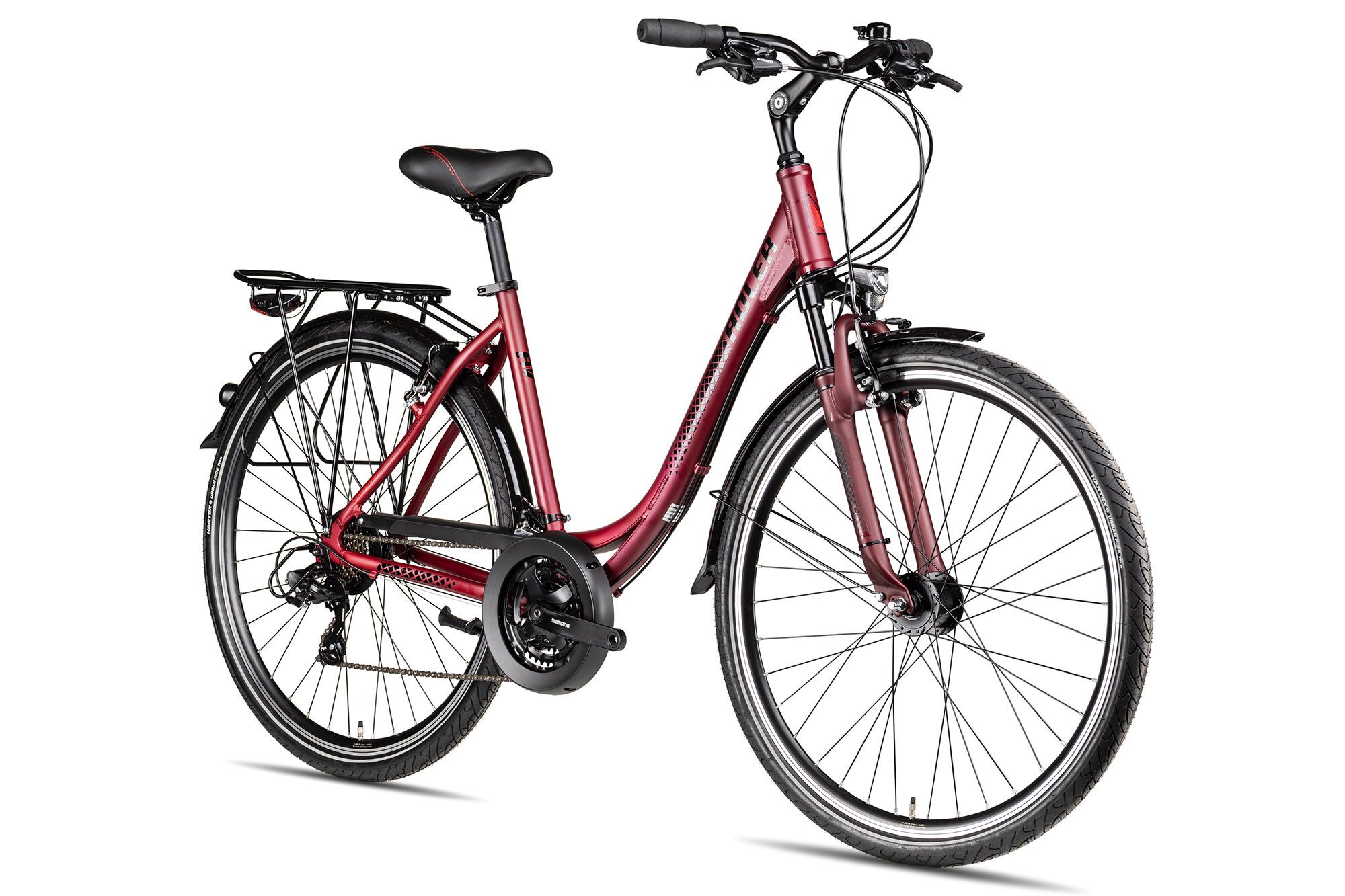 Adler Trekkingrad Verona Wave, 21 Gang Shimano Tourney 21 Schaltwerk, Kettenschaltung, 21-Gang Shimano Tourney Kettenschaltung rot/orange