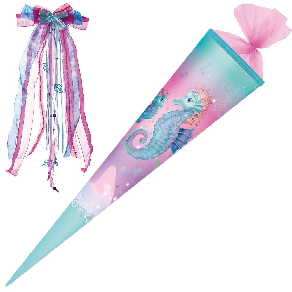 Herlitz Schultüte 70 cm gefüllt Seepferdchen