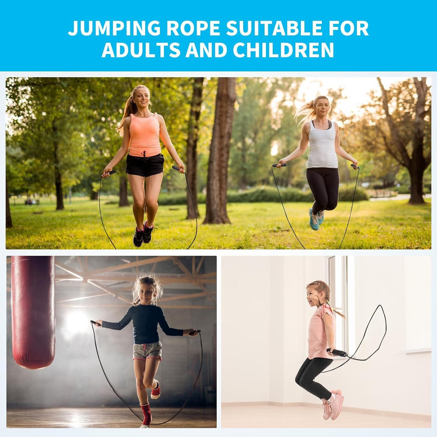 UE Stock Springseil 2 Stk. Springseil Hüpfseil Verstellbar Hautfreundlichen Schaum Griffe, für mehr Fitness und Wohlbefinden!