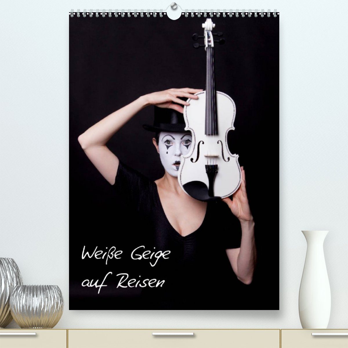 CALVENDO Wandkalender Weiße Geige auf Reisen (Premium, hochwertiger DIN A2 Wandkalender 2023, Kunstdruck in Hochglanz)