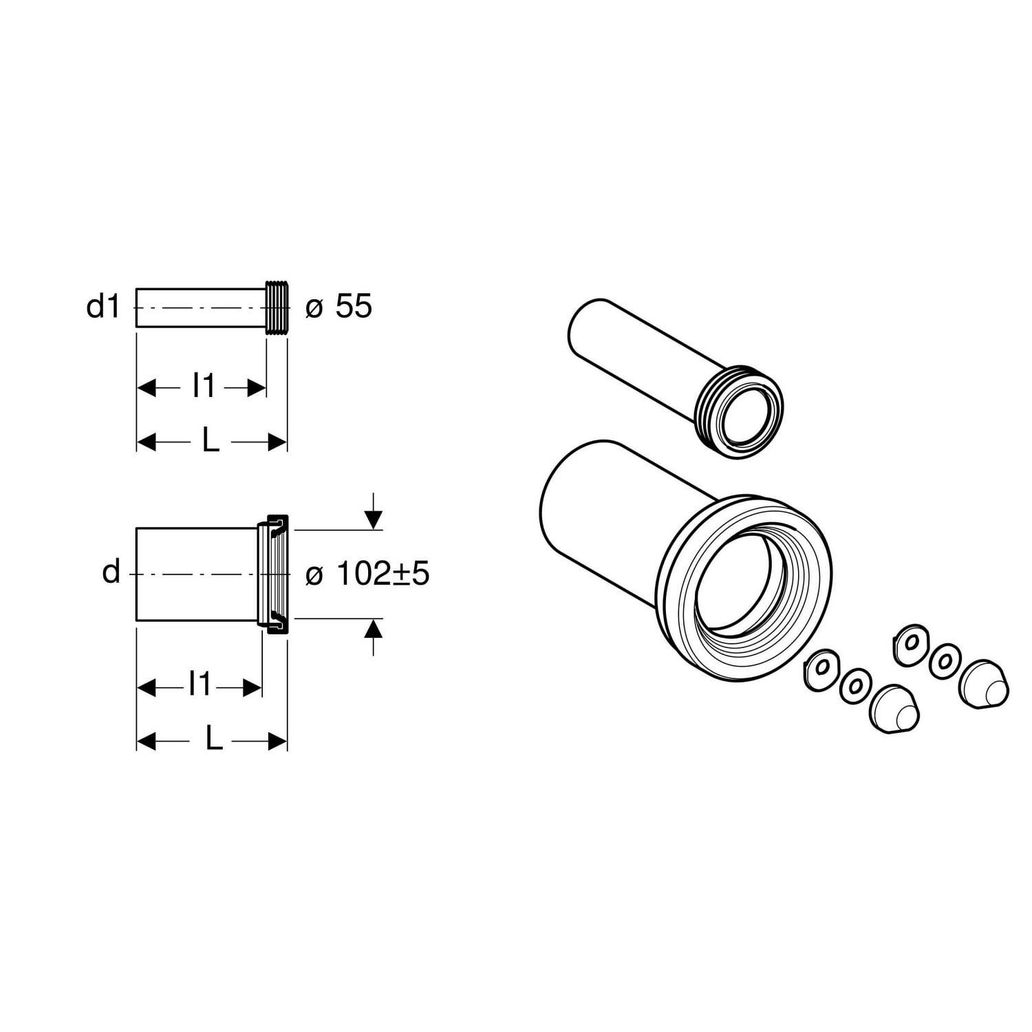 für Geberit 152426461 Wand-WC Anschlussset GEBERIT Hammer