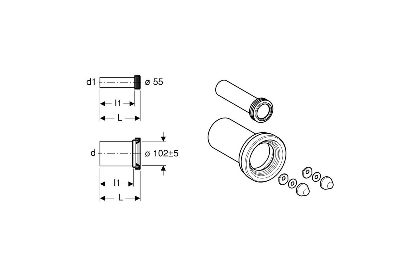 Thumbnail - GEBERIT Anschluss-Set Geberit Anschlussset für Wand-WC 152426461