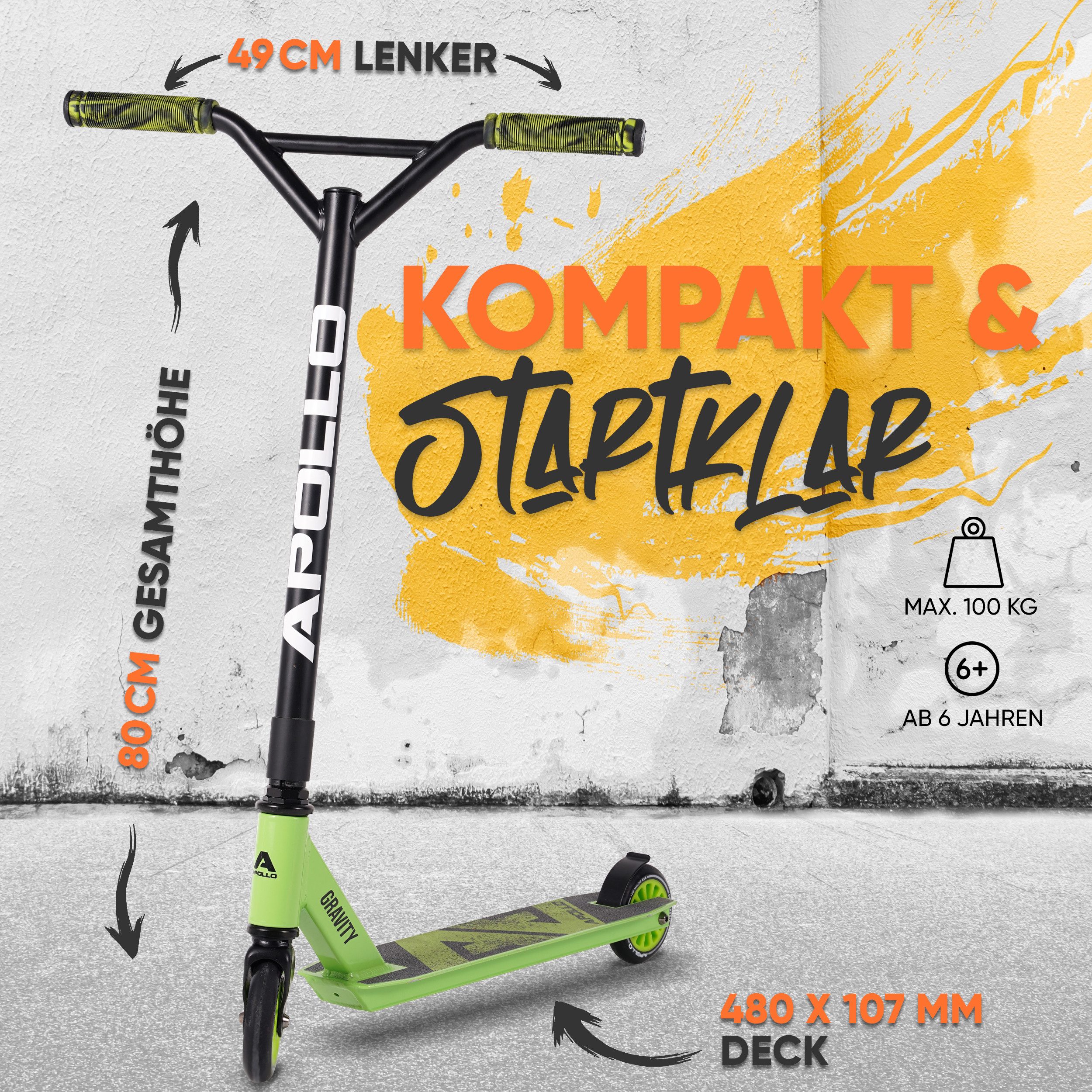 Apollo Stuntscooter Gravity - Fun-Kickscooter für Kinder und Teenager, Hohe Belastbarkeit (bis 100kg) und einfaches Handling. – Bild 4 von 5