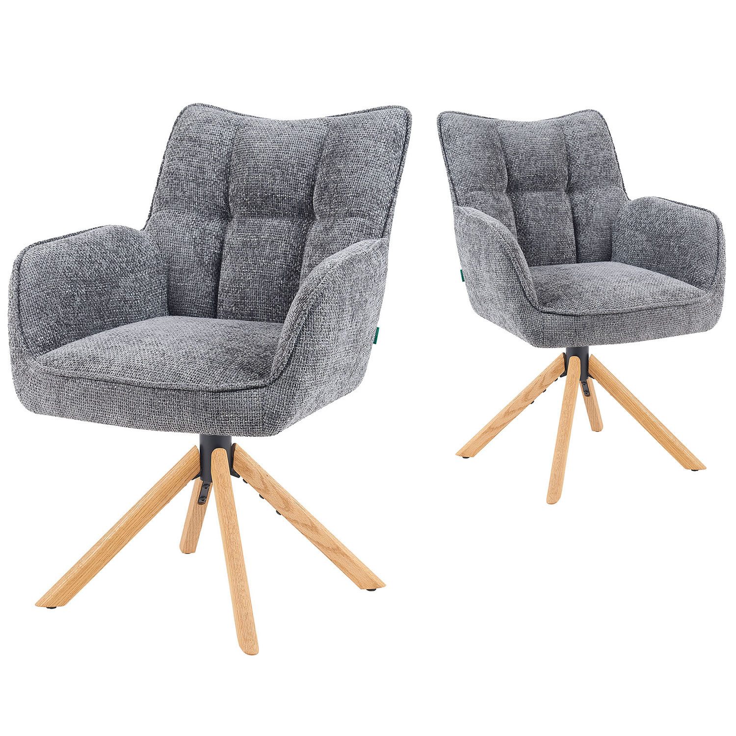 DUBI Möbel Polsterstuhl Mika-Ida 2er-Set, Federkern, Eiche geölt, 360° dreh günstig online kaufen