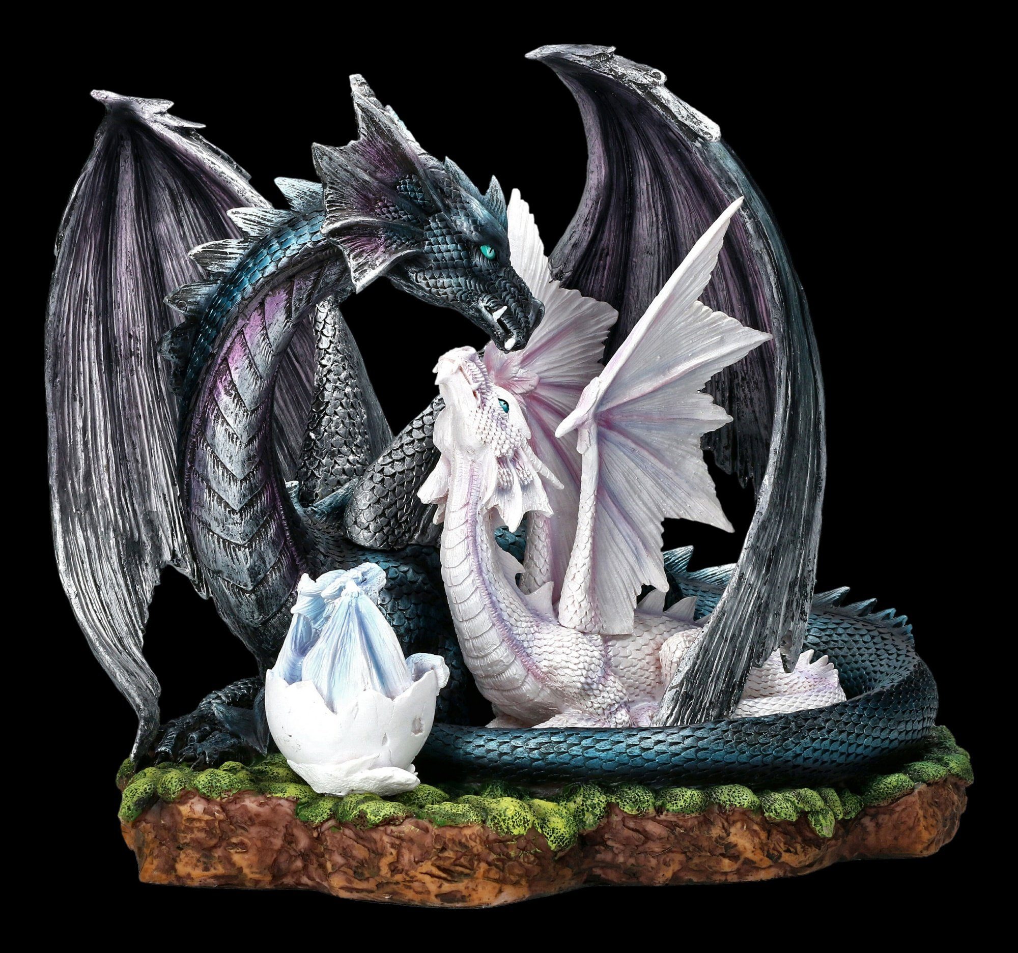 Drachen silber Dragon Fantasy Figur Sammlerfigur 