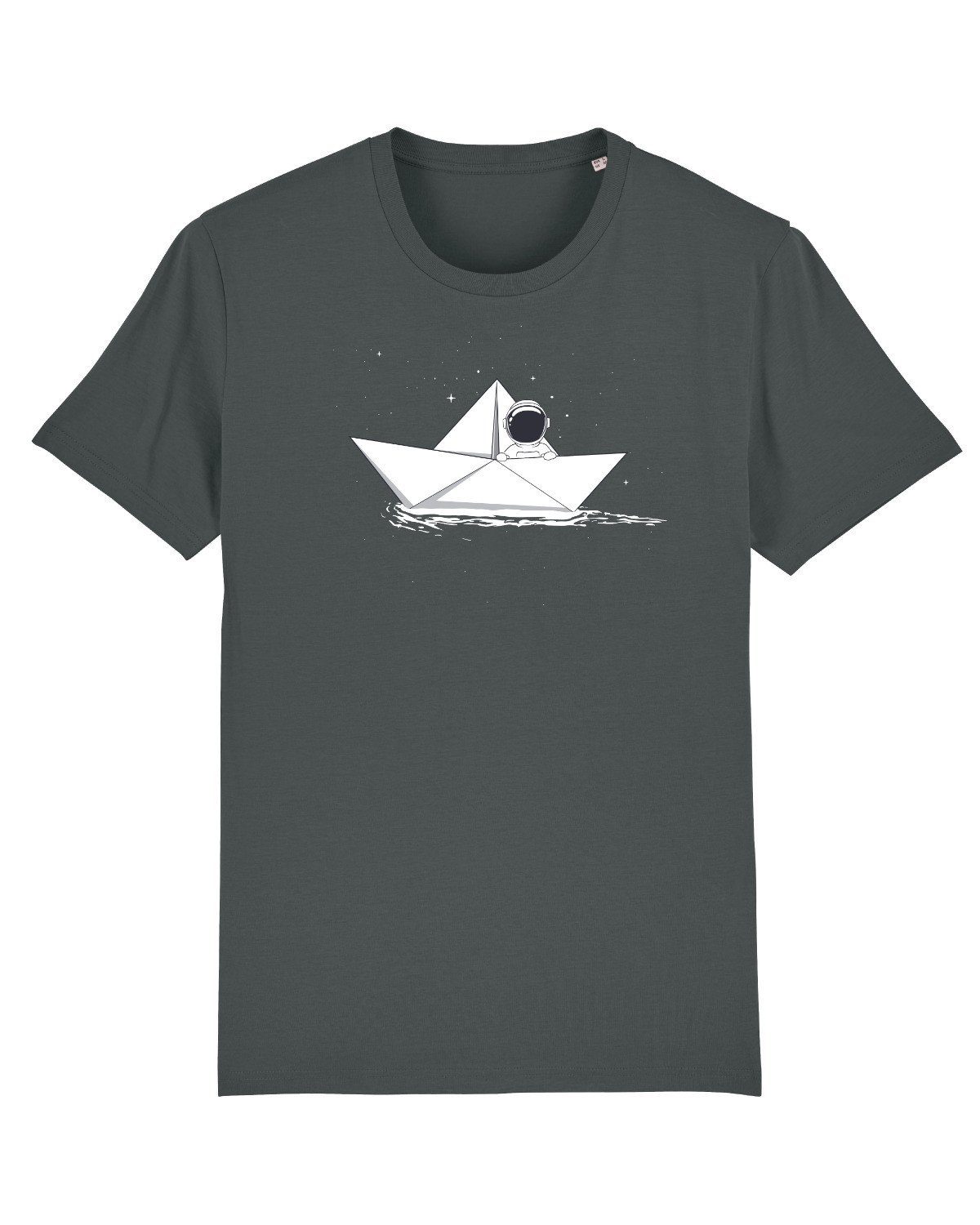 (1-tlg) Astronaut paper boat Apparel in grün glazed Print-Shirt wat?