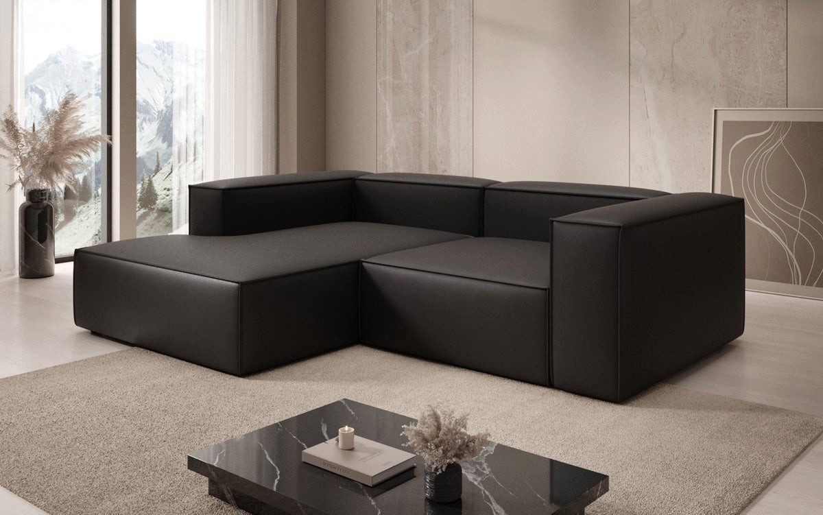 Luxusbetten24 Sofa Designer Sofa Lesley L Mini in Echtleder, mit pflegeleichter und robuster Oberfläche