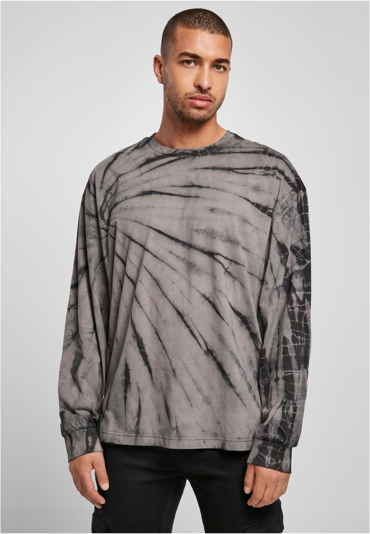 URBAN CLASSICS T-Shirt Herren Boxy Tye Dye LS (1-tlg) black/asphalt