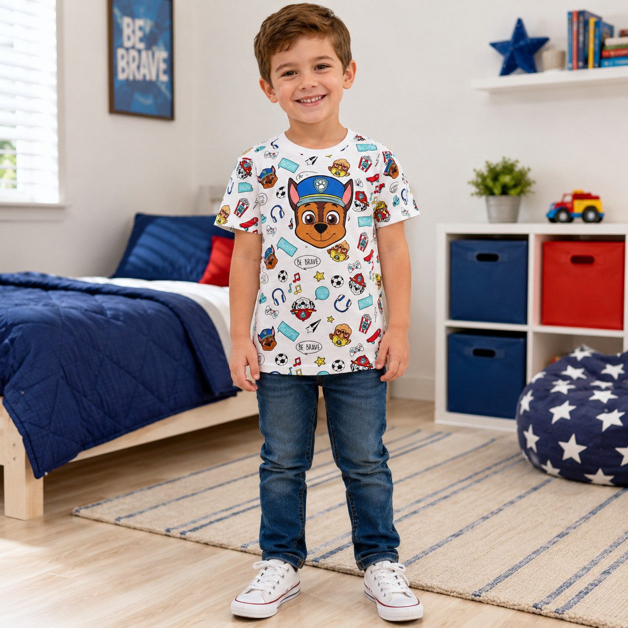 PAW PATROL Print-Shirt Paw Patrol Chase Kinder Jungen kurzarm T-Shirt Shirt Gr.128 Baumwolle