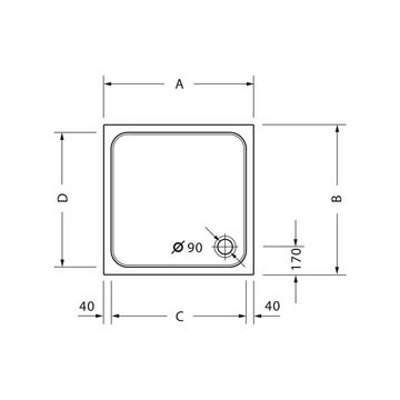 Duravit Duschwanne D-Code 800x800mm Weiß Quadrat Ablaufdurchmesser 90mm, quadratisch, Sanitäracryl