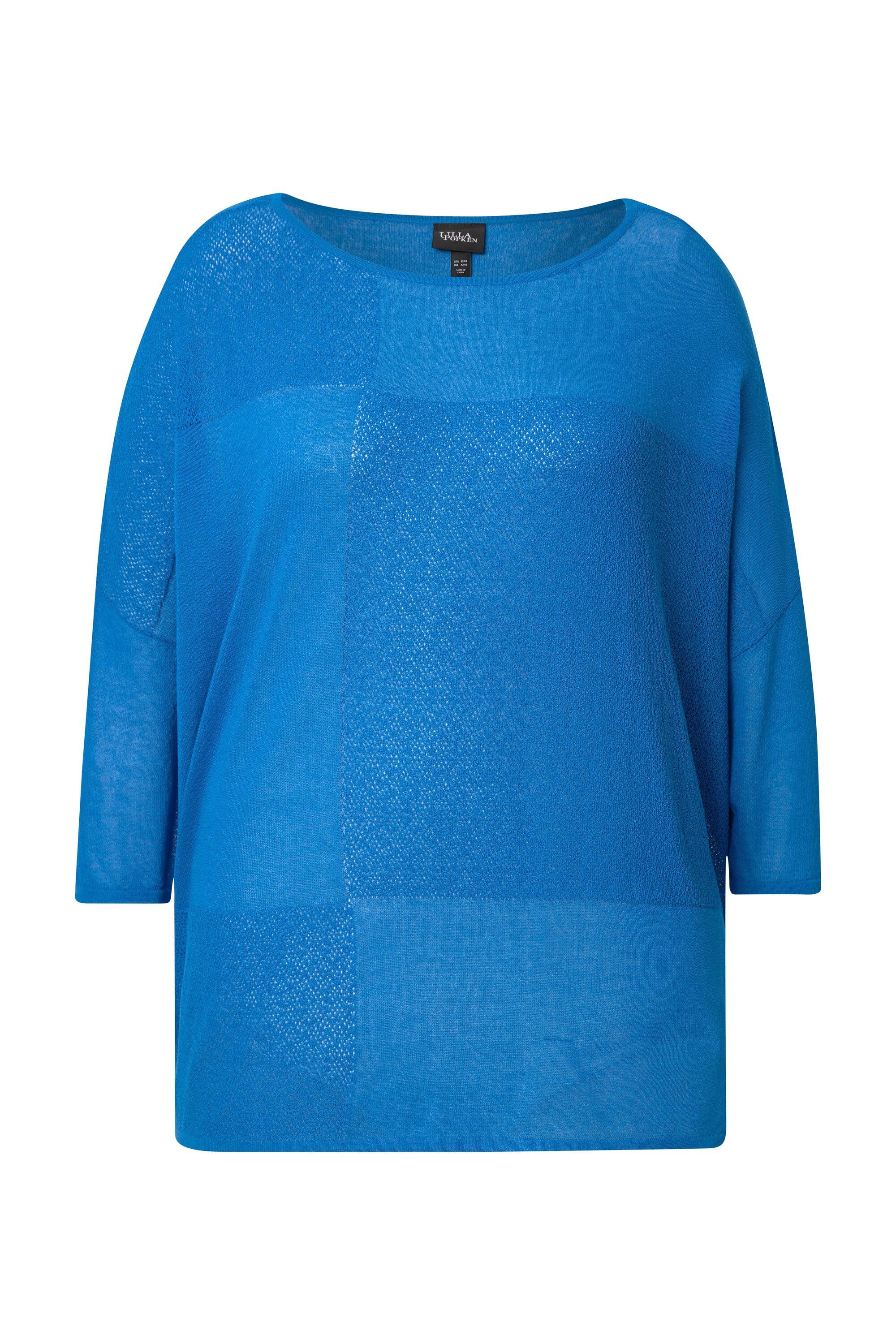 Ulla Popken Strickpullover Pullover Karostruktur oversized Rundhals Halbarm günstig online kaufen