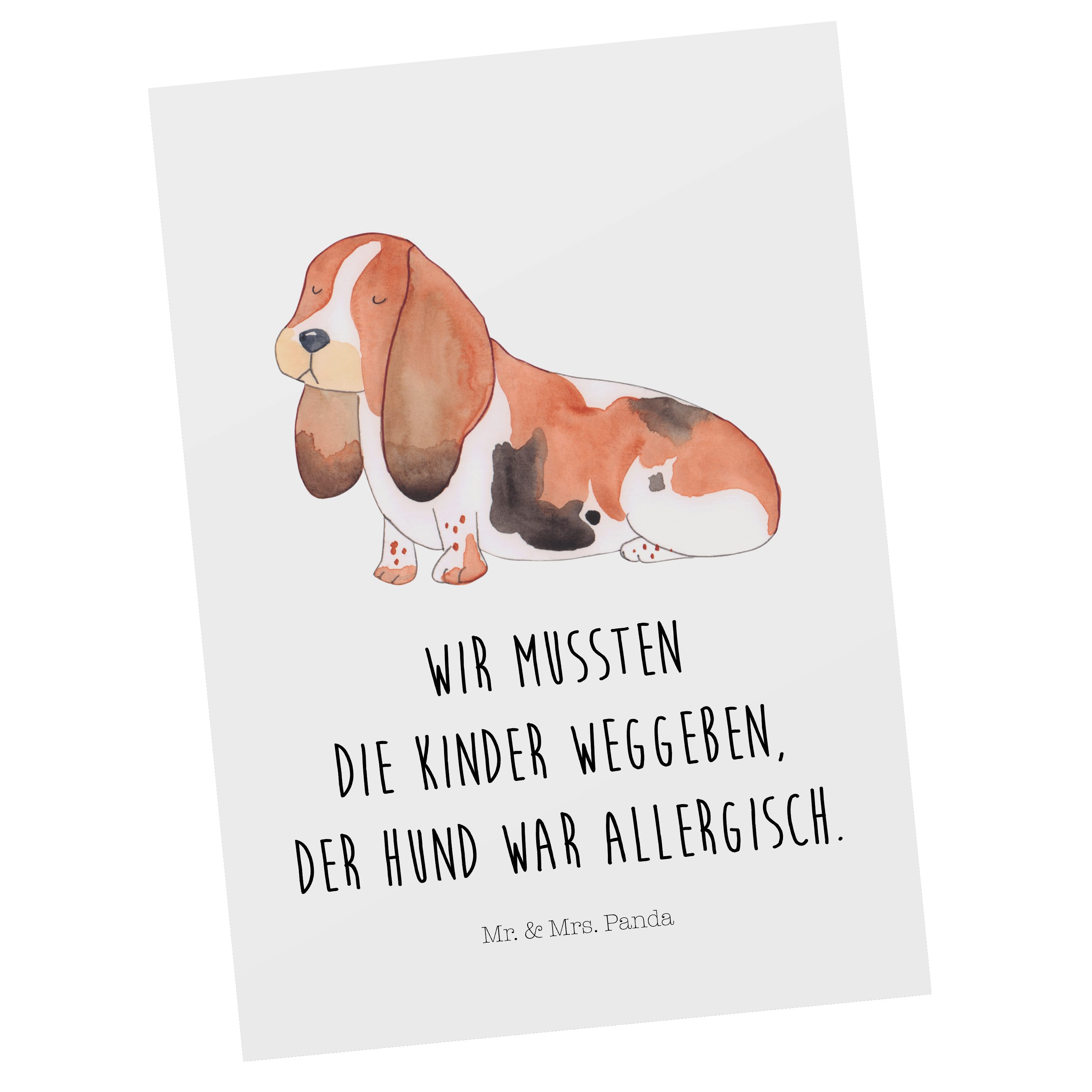 Mr. & Mrs. Panda Postkarte Hund Basset Hound - Weiß - Geschenk, Grußkarte, Geburtstagskarte, Ans