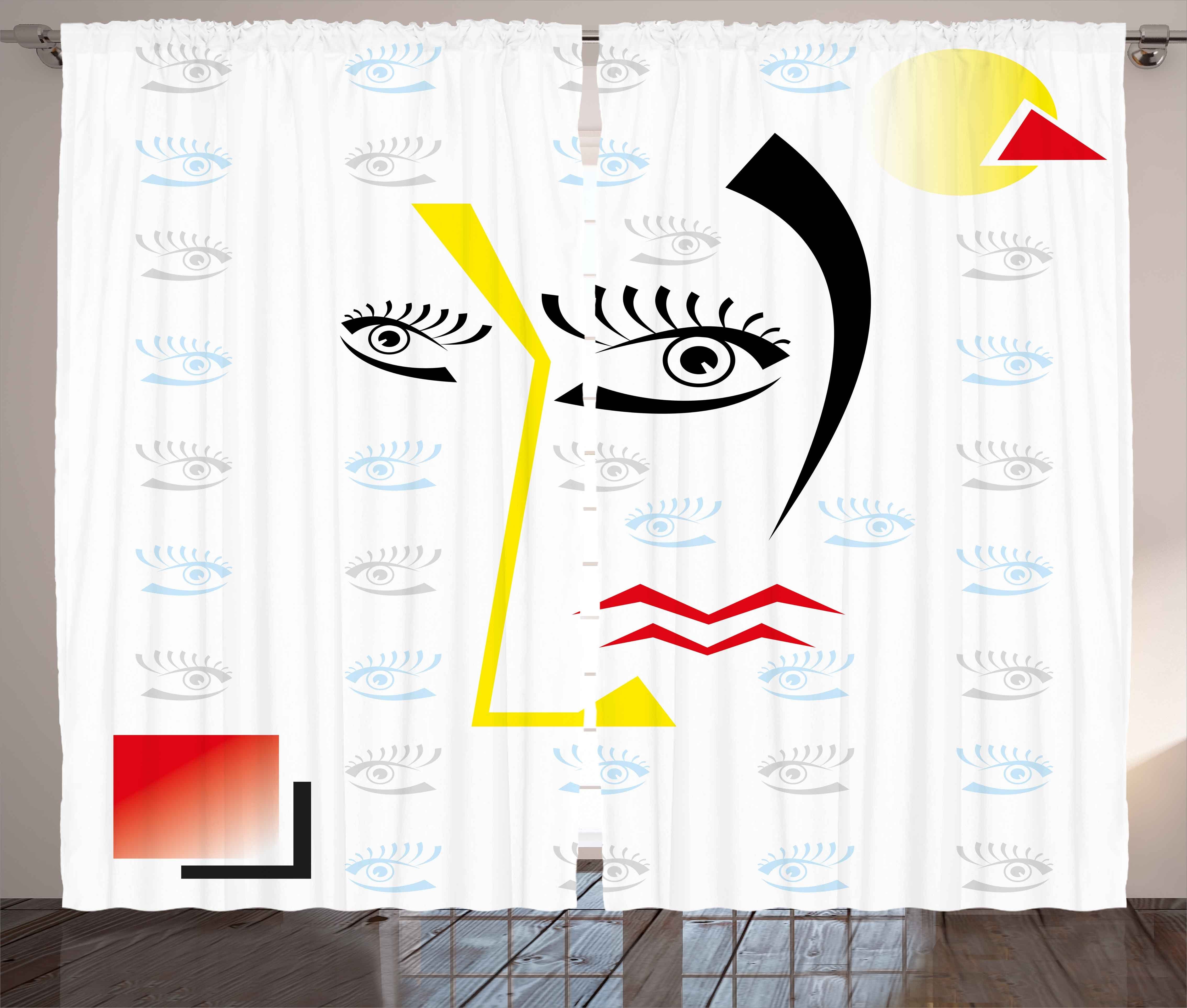 Gardine Schlafzimmer Kräuselband Vorhang mit Schlaufen und Haken, Abakuhaus, Modern Abstrakt Trippy