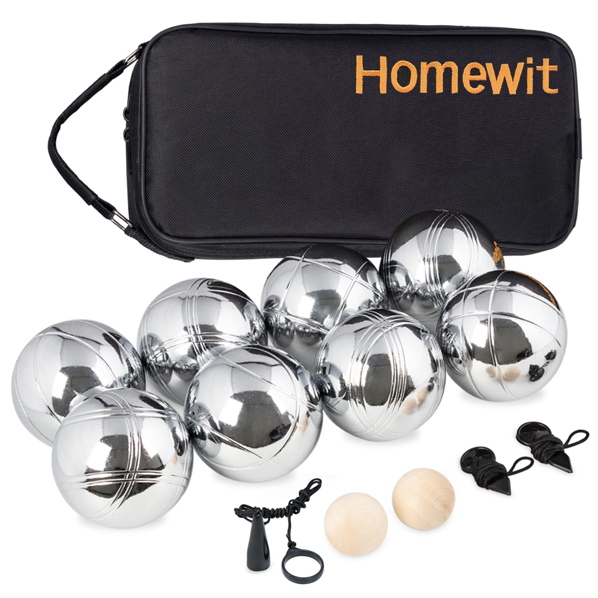 ElitVita Spielball Boule Set 6/8 Kugeln mit Tasche & Zubehör – Boccia Spiel Outdoor (8-St), Petanque Set mit 8 Metallkugeln,Zielkugeln&Messband für Garten & Park