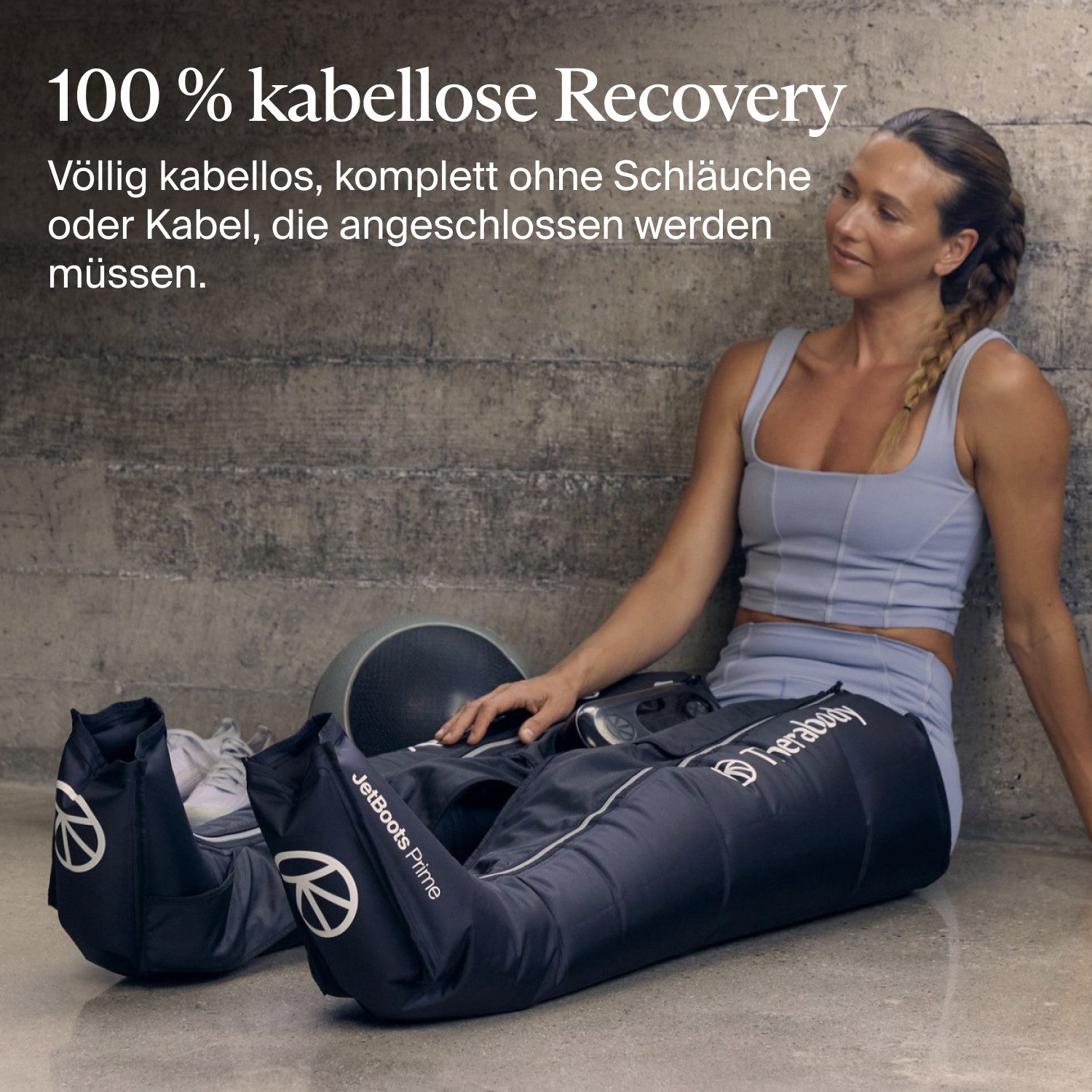 Therabody Massagegerät Gr. M, RecoveryAir JetBoots Prime Kompressions-Stiefel, Medium, lindert Muskelschmerz, fördert Regeneration, Leistung, Flexibilität