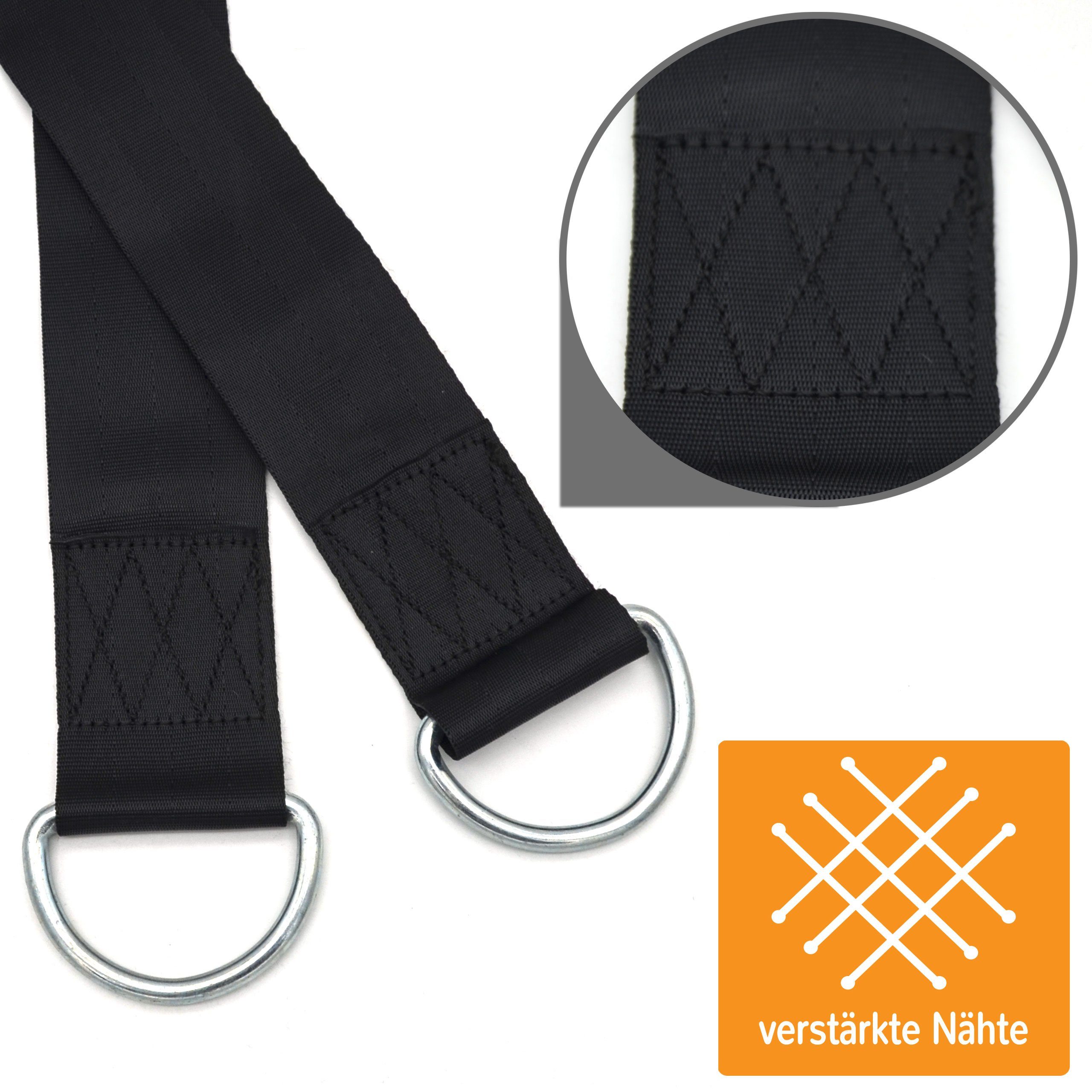 AMANKA Hängematte Befestigung - 3 m Baumgurt mit Karabiner für Hängematten & Hängesessel, Befestigungsset bis 150 kg - Baumstamm Gurt - Seilaufhängung Polyester