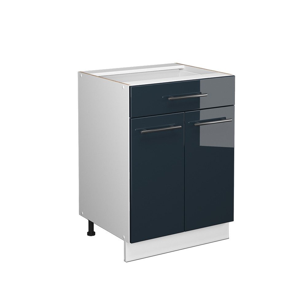 Vicco Unterschrank Fame-Line, Dunkelblau Hochglanz/Weiß, 60 cm mit Schublade, ohne Ar... (1-St)