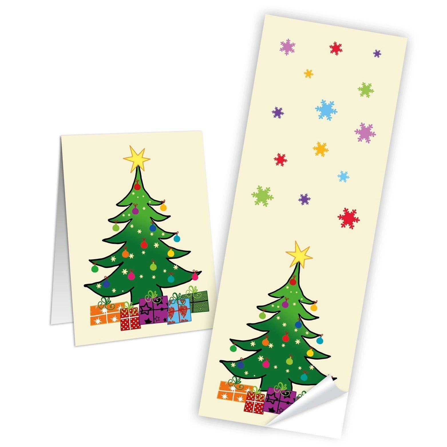 Logbuch-Verlag Aufkleber 100 beige grün rot gelb Aufkleber Sticker WEIHNACHTSBAUM 5 x 14,8 cm -