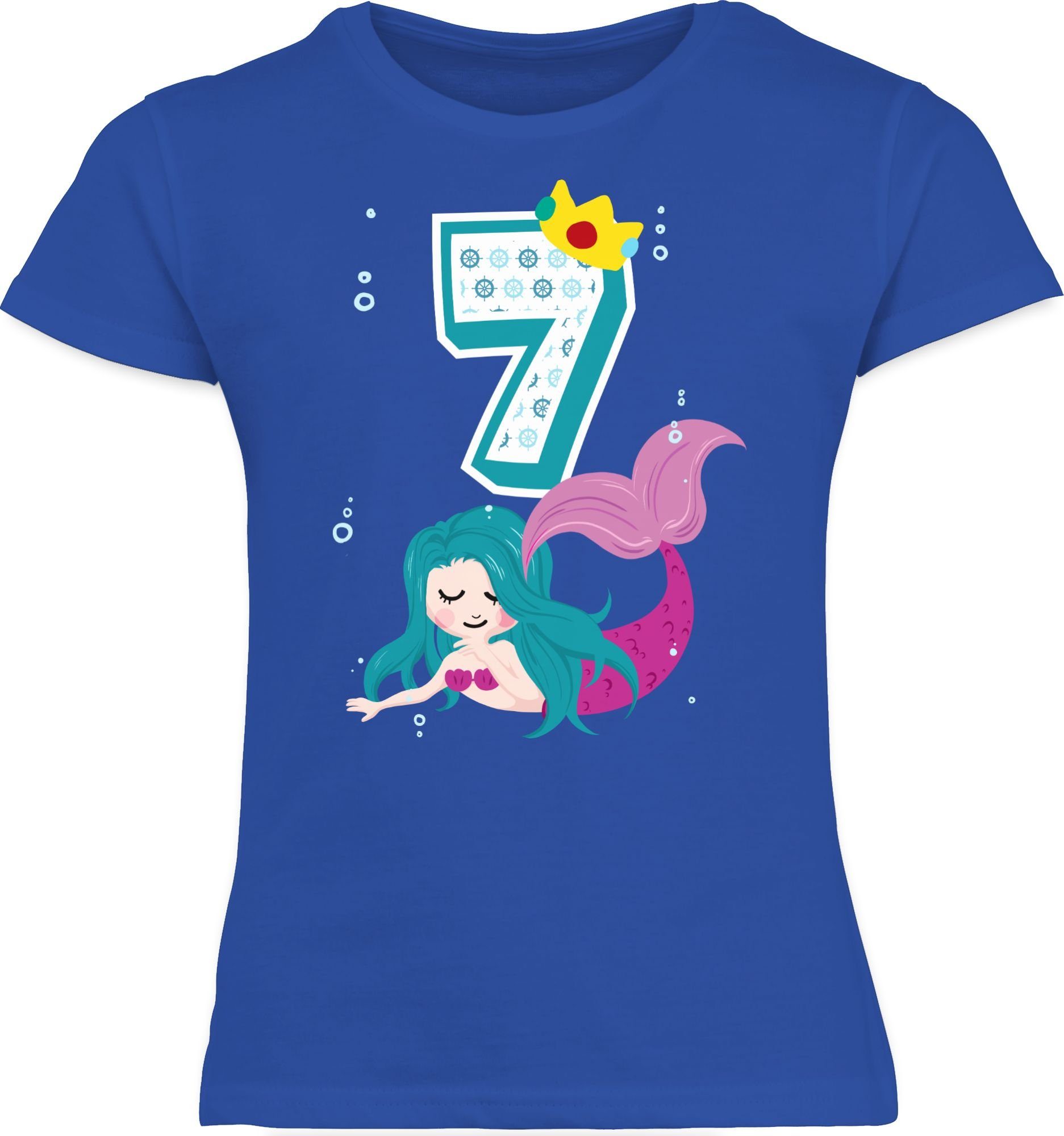 Shirtracer T-Shirt Meerjungfrau Siebter Royalblau 7. 3 Geburtstag