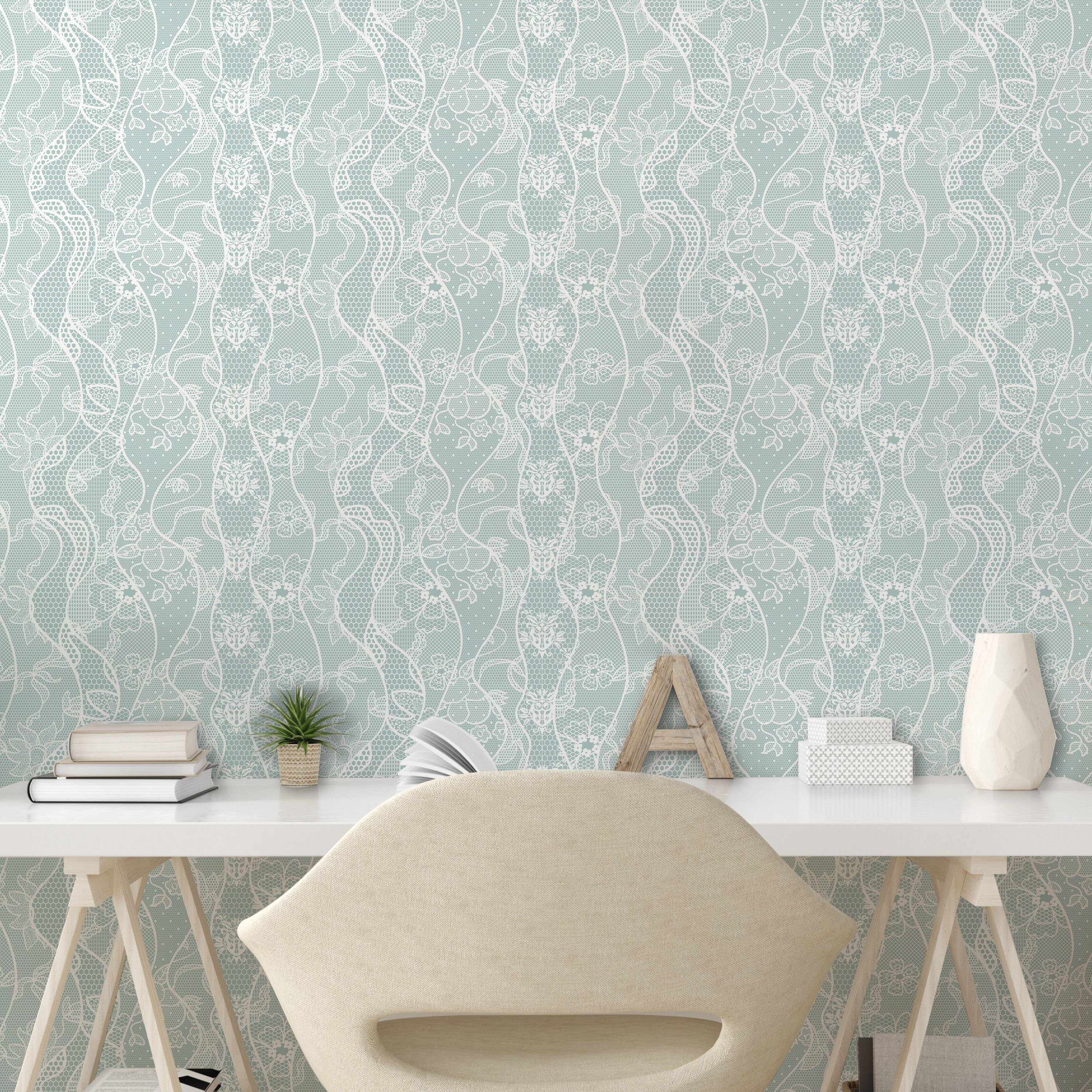 Floral-Spitze-Muster Wohnzimmer Abakuhaus Küchenakzent, selbstklebendes Vinyltapete Jahrgang