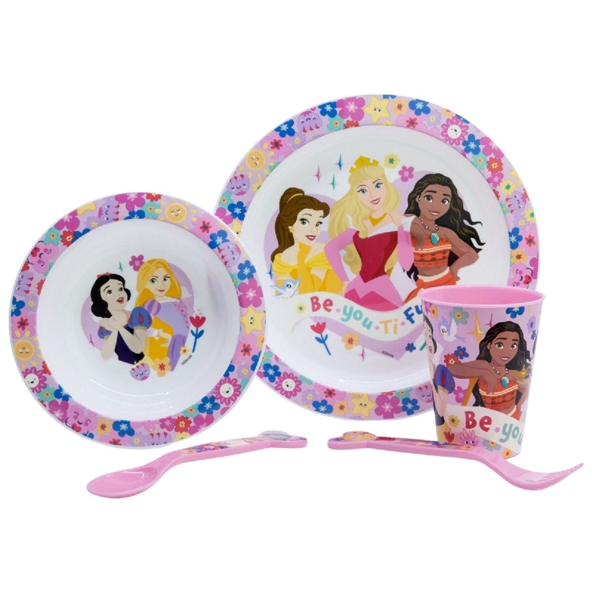 Disney Princess Frühstücks-Set Тарелки-Set Mikrowellengeeignet 5-teiliges mit rutschfestem Boden