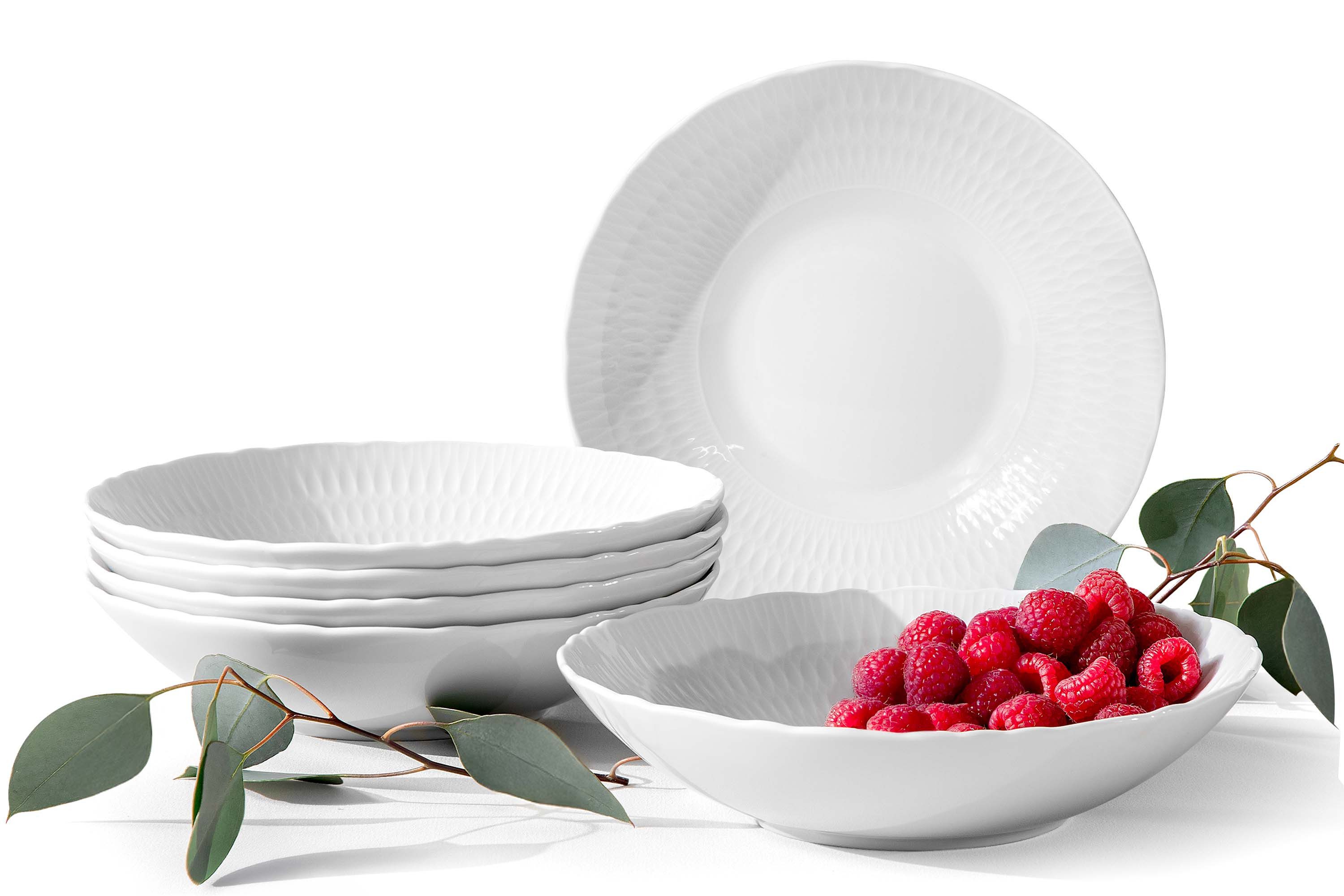 KONSIMO® Teller-Set CMIELOW SOFIA Tafelservice, 6x Suppenteller, Premium-Porzellan (6-tlg), 6 Personen, Porzellan, handgefertigt, elegante Verzierung