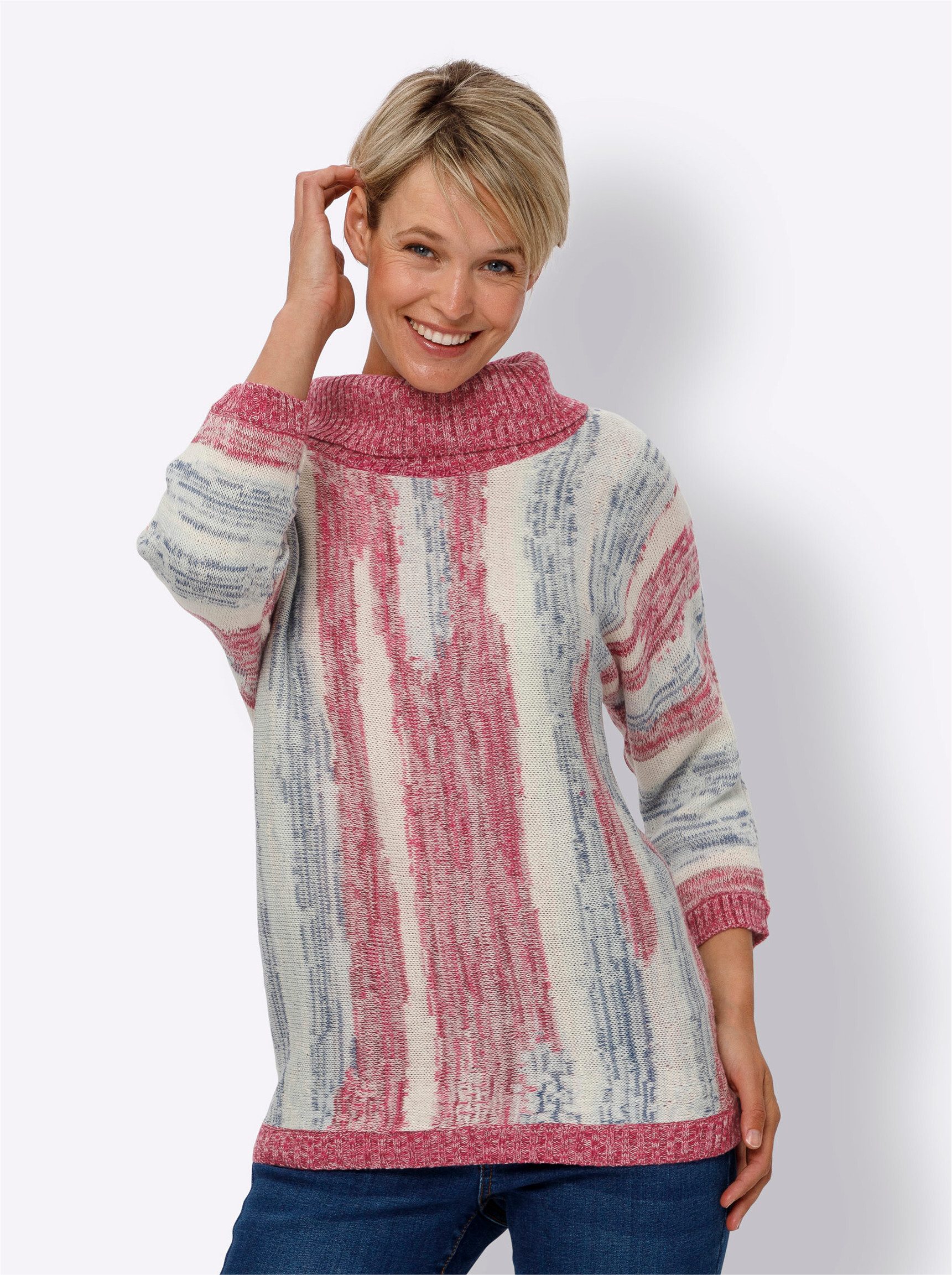 Sieh an! Strickpullover 3/4-Arm-Pullover 3/4-Arm Jacquard