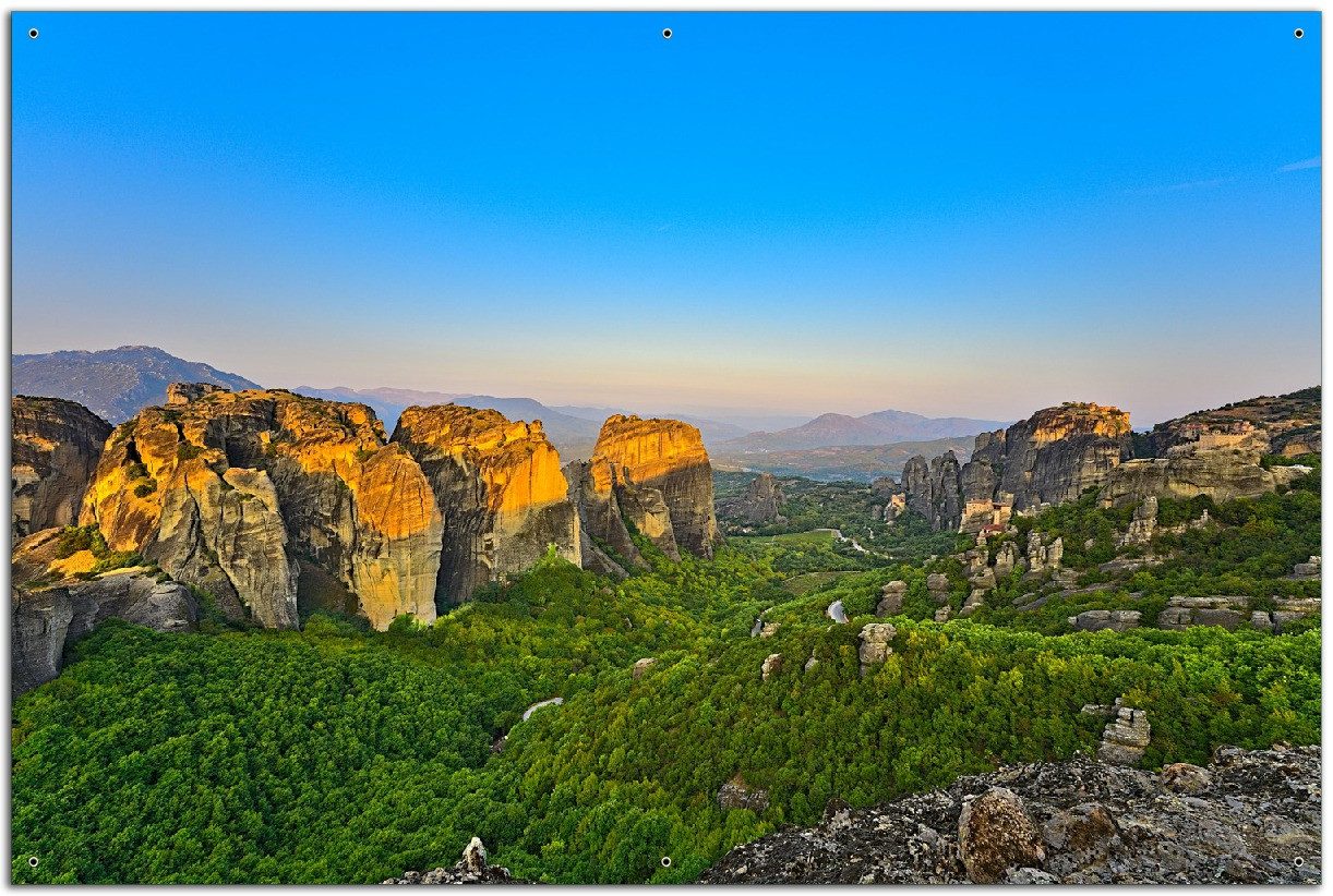 Wallario Sichtschutzzaunmatten Griechische Berglandschaft