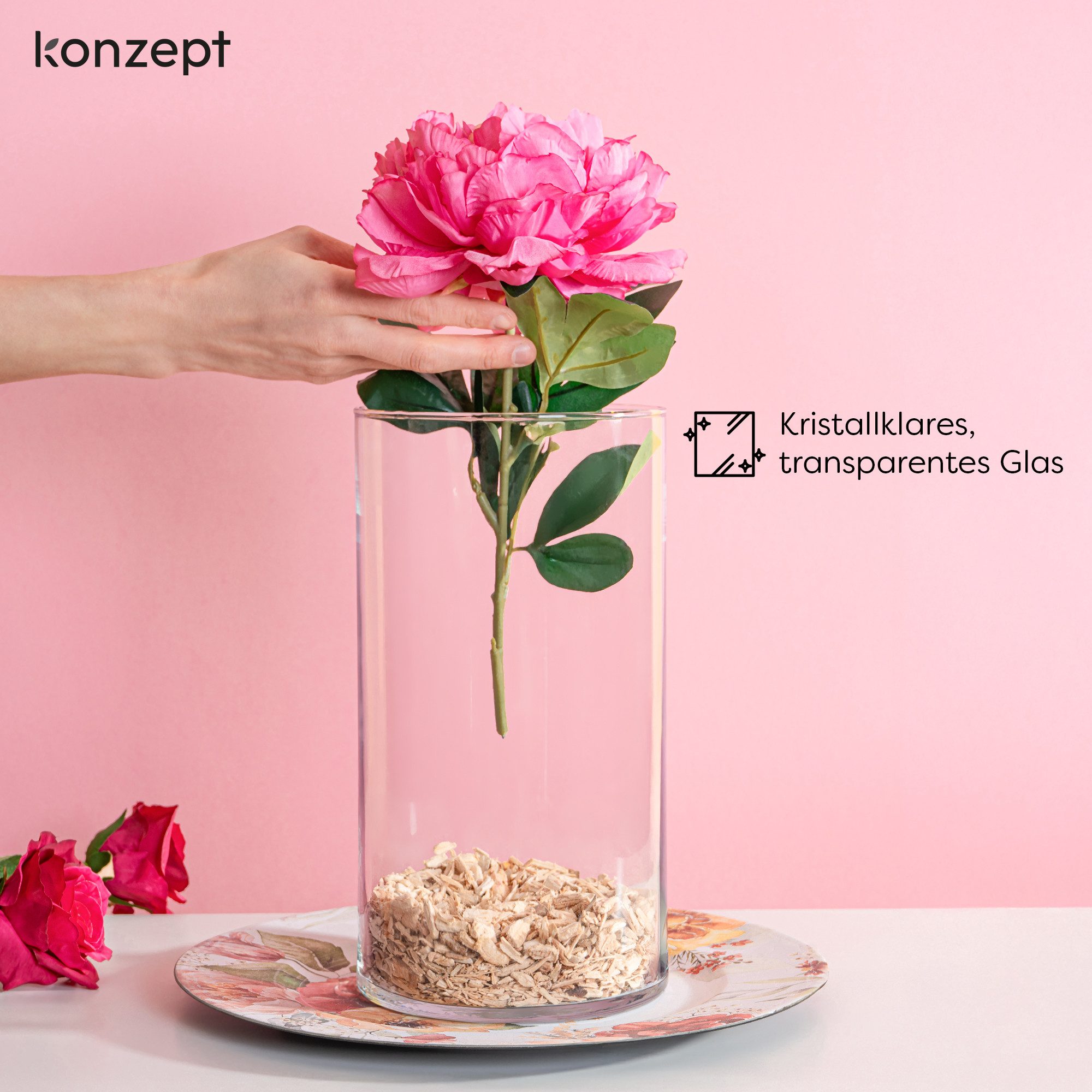 KONZEPT Tischvase Zylinder Glasvase (16 cm, H:30 cm), große Vase Glas (1 St günstig online kaufen