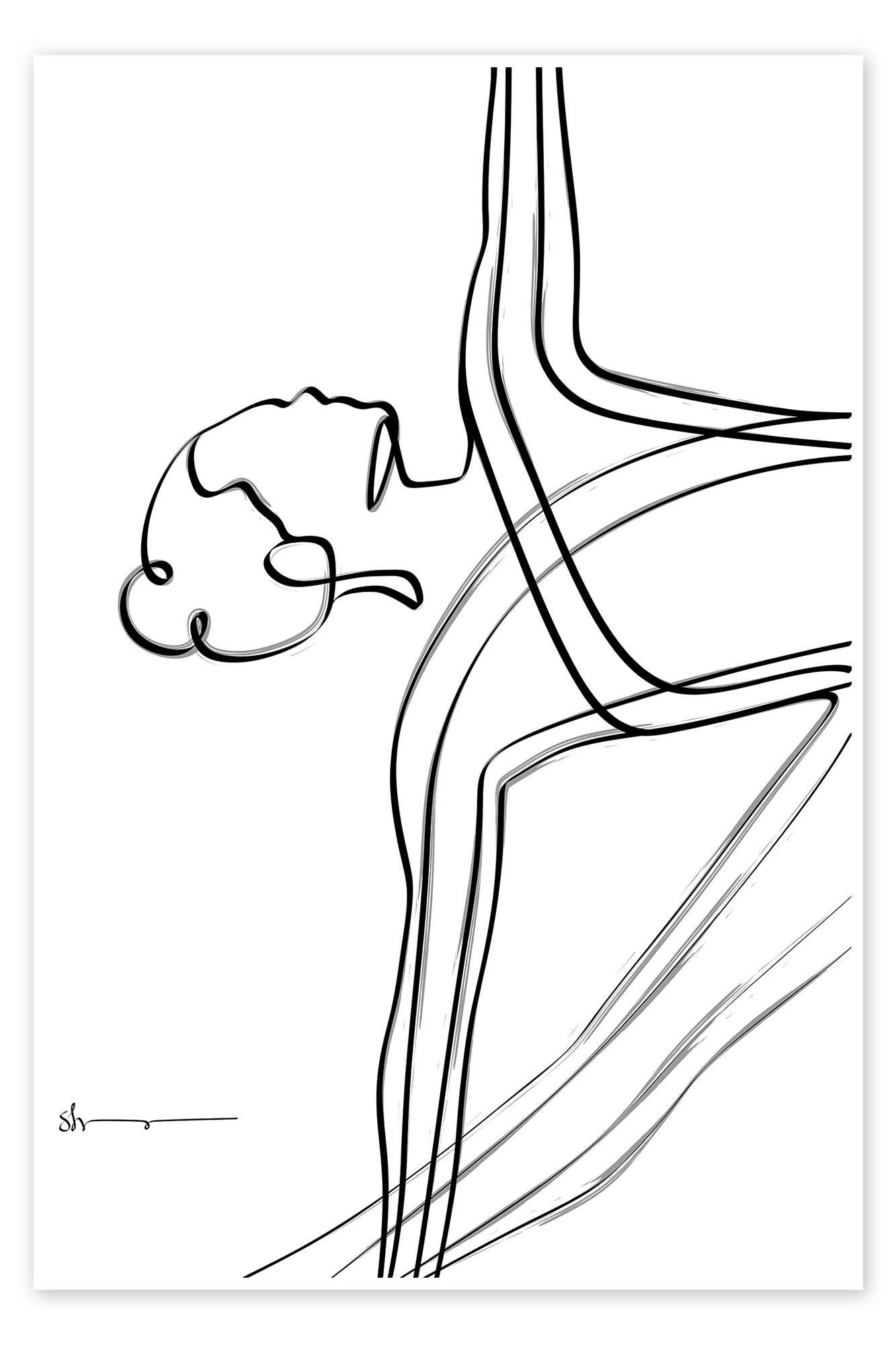 Posterlounge Wandbild Dreieck Pose (Trikonasana), Yoga In Art, erhältlich als Poster, Leinwandbild, Wandsticker oder Acrylglasbild